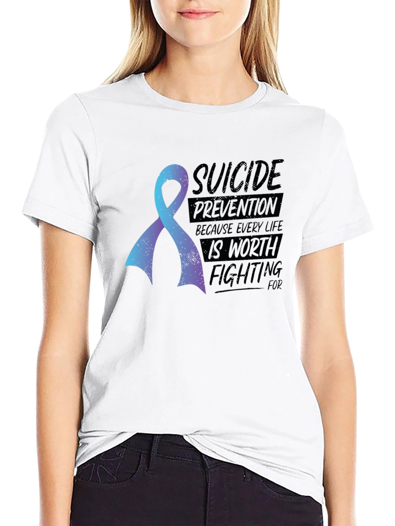Suicide Prevention Awareness Ribbon Graphic T-Shirt