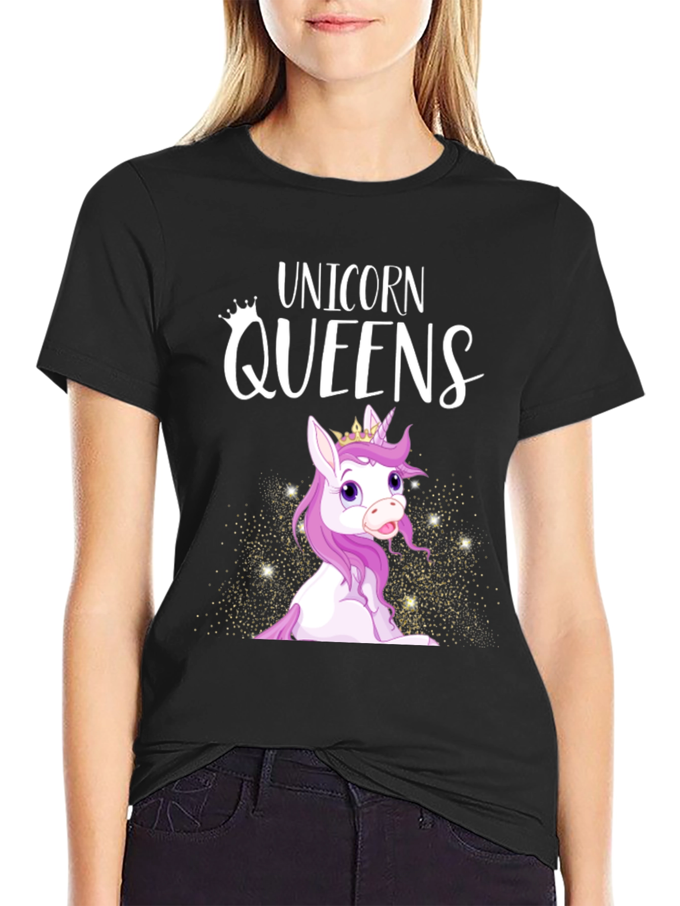 Unicorn Queens Graphic T-Shirt - Black