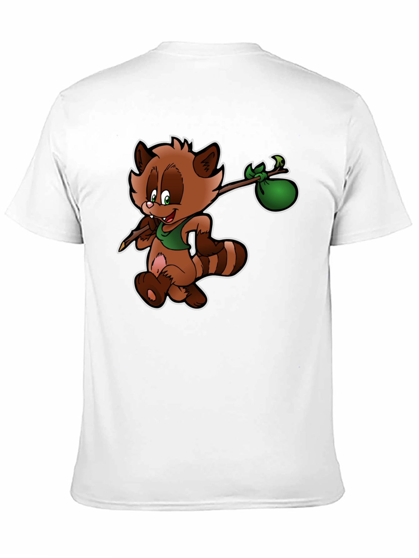 Cartoon Raccoon T-Shirt - Black Cotton Tee