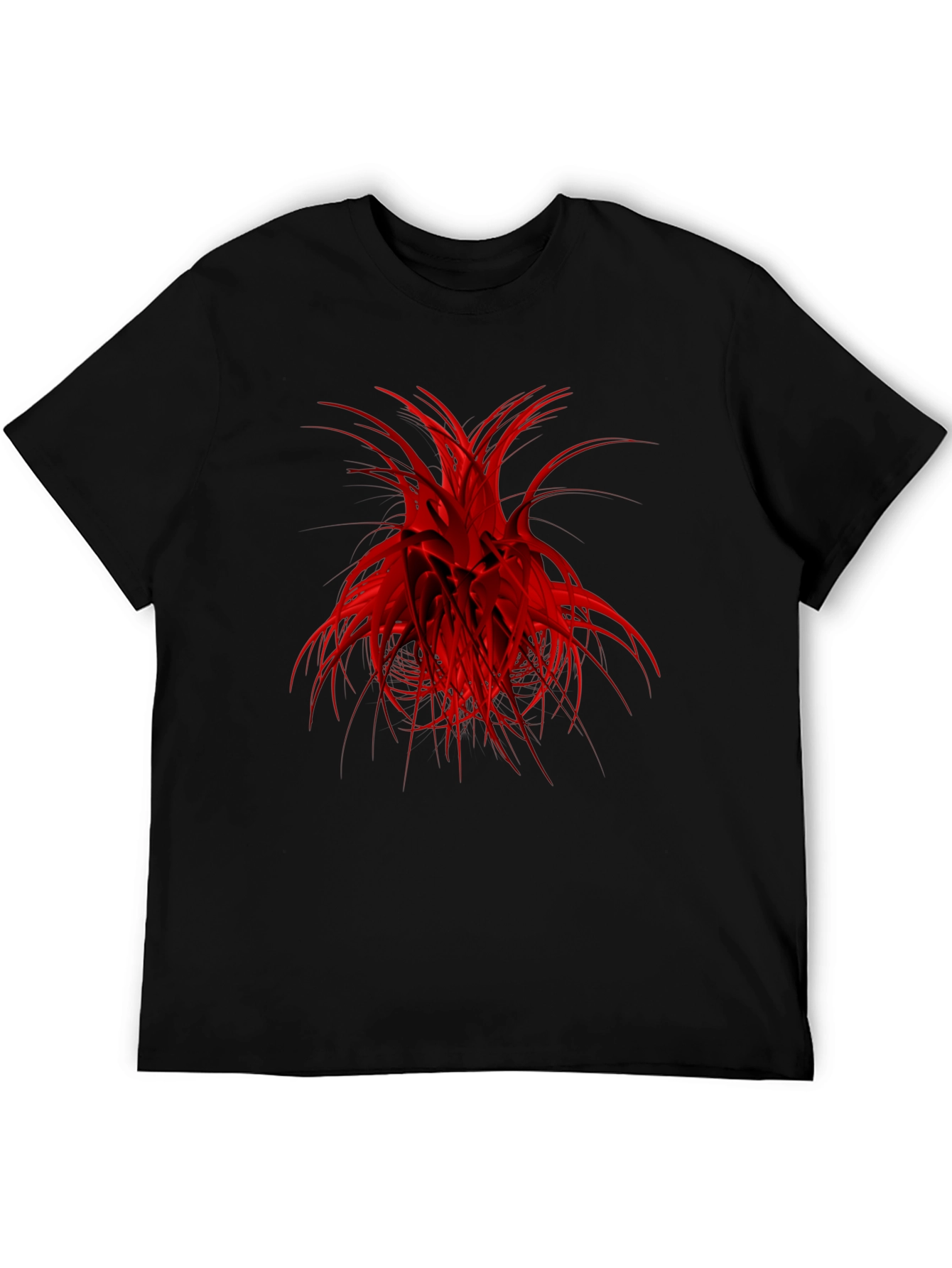 Abstract Red Graphic Black T-Shirt
