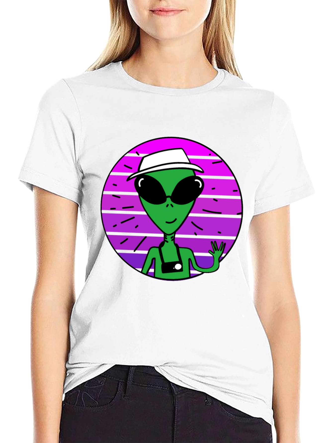 Retro Alien Tourist Graphic T-Shirt