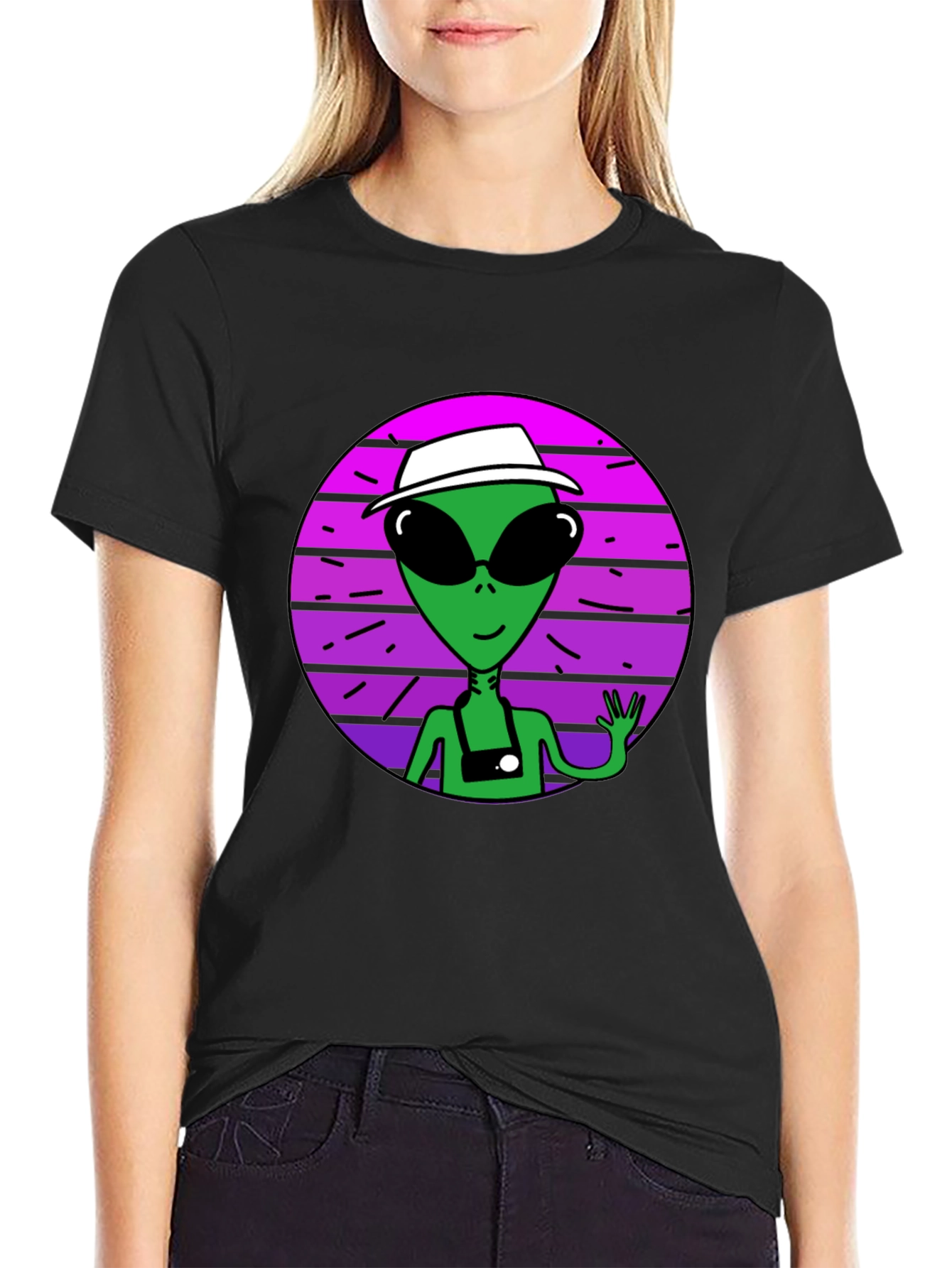 Retro Alien Tourist Graphic T-Shirt