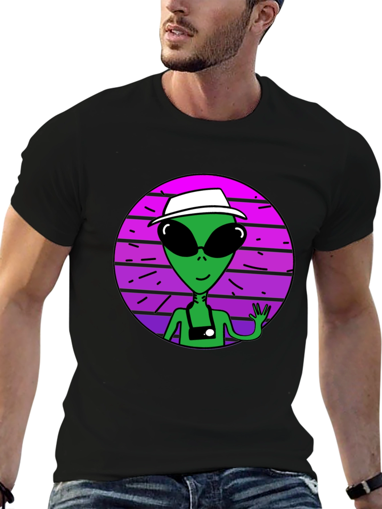 Retro Alien Tourist Graphic T-Shirt