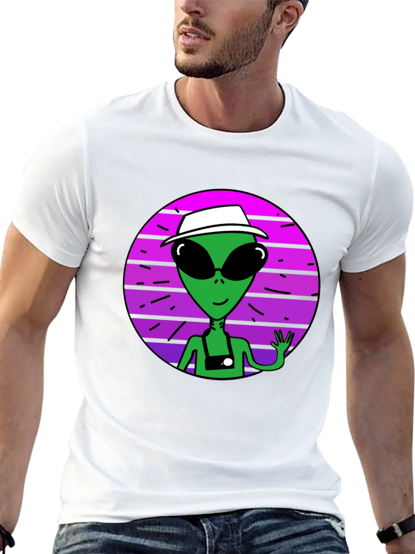 Retro Alien Tourist Graphic T-Shirt