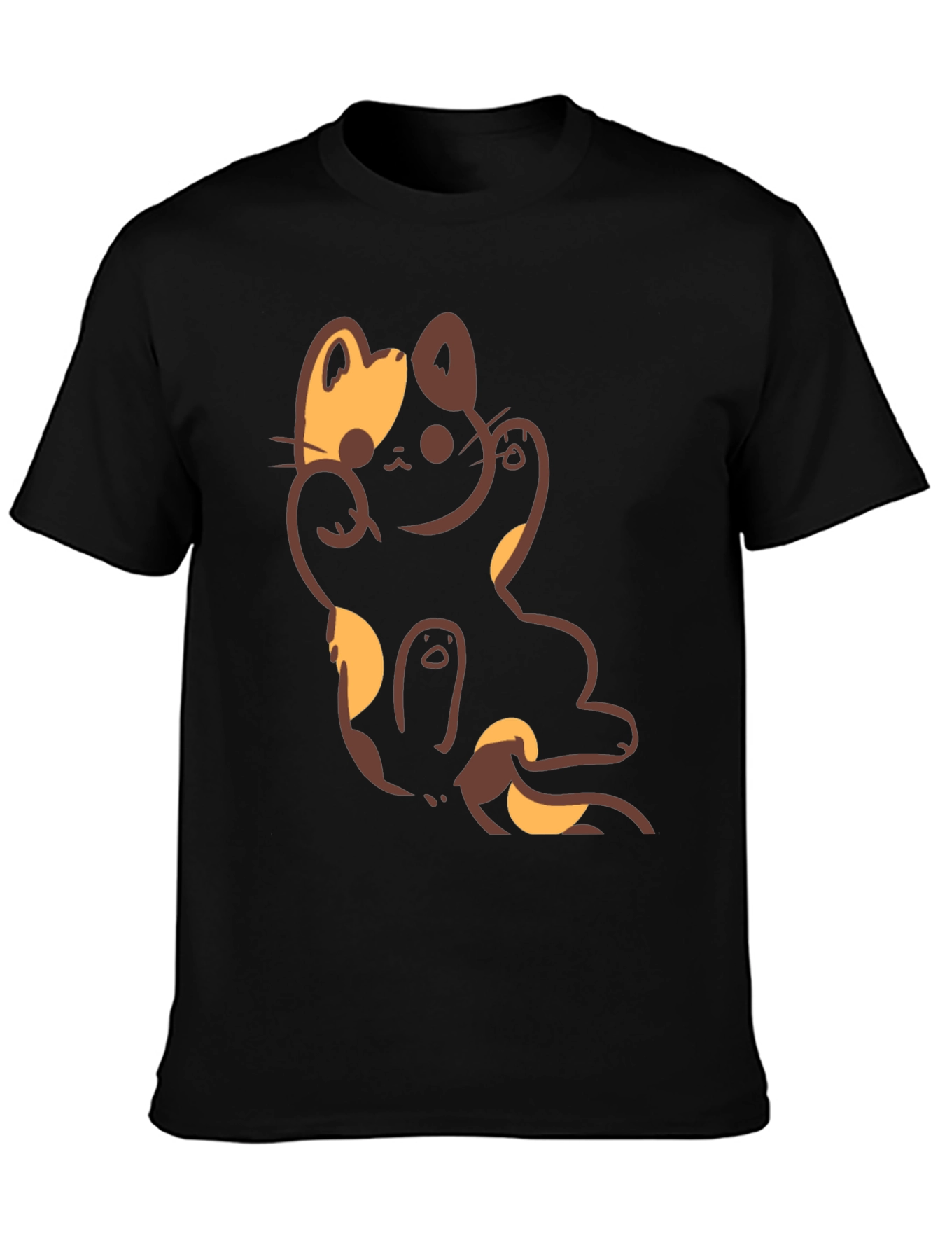 Lucky Cat Graphic Black T-Shirt