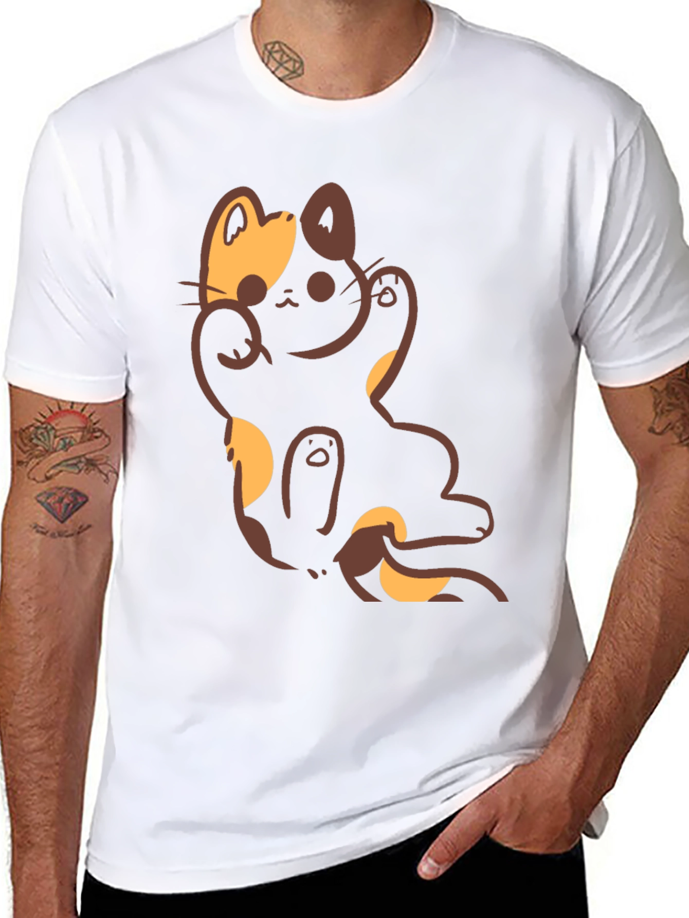 Lucky Cat Graphic Black T-Shirt