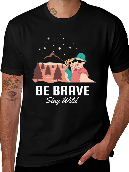 Be Brave Stay Wild Black Graphic Tee