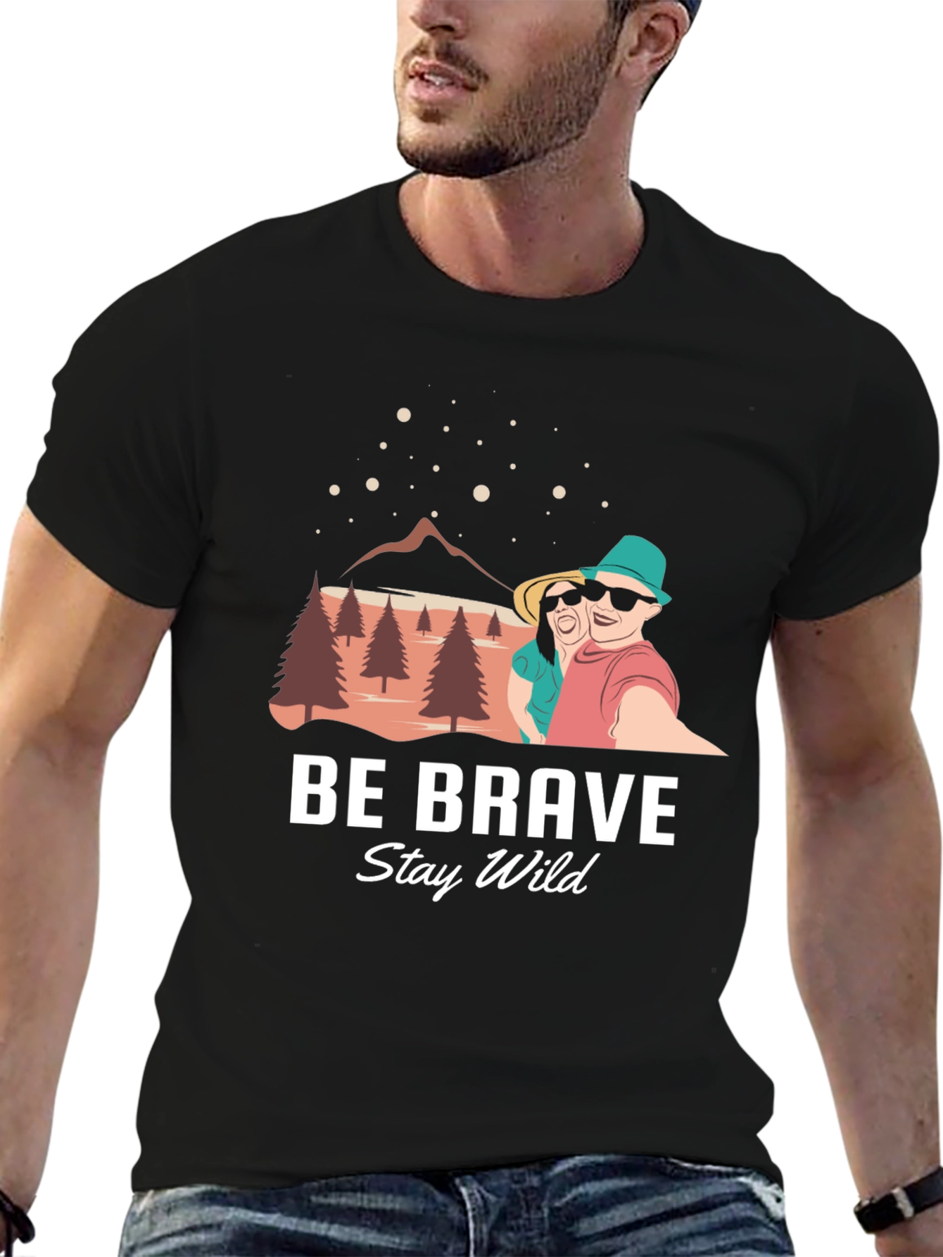 Be Brave Stay Wild Black Graphic Tee