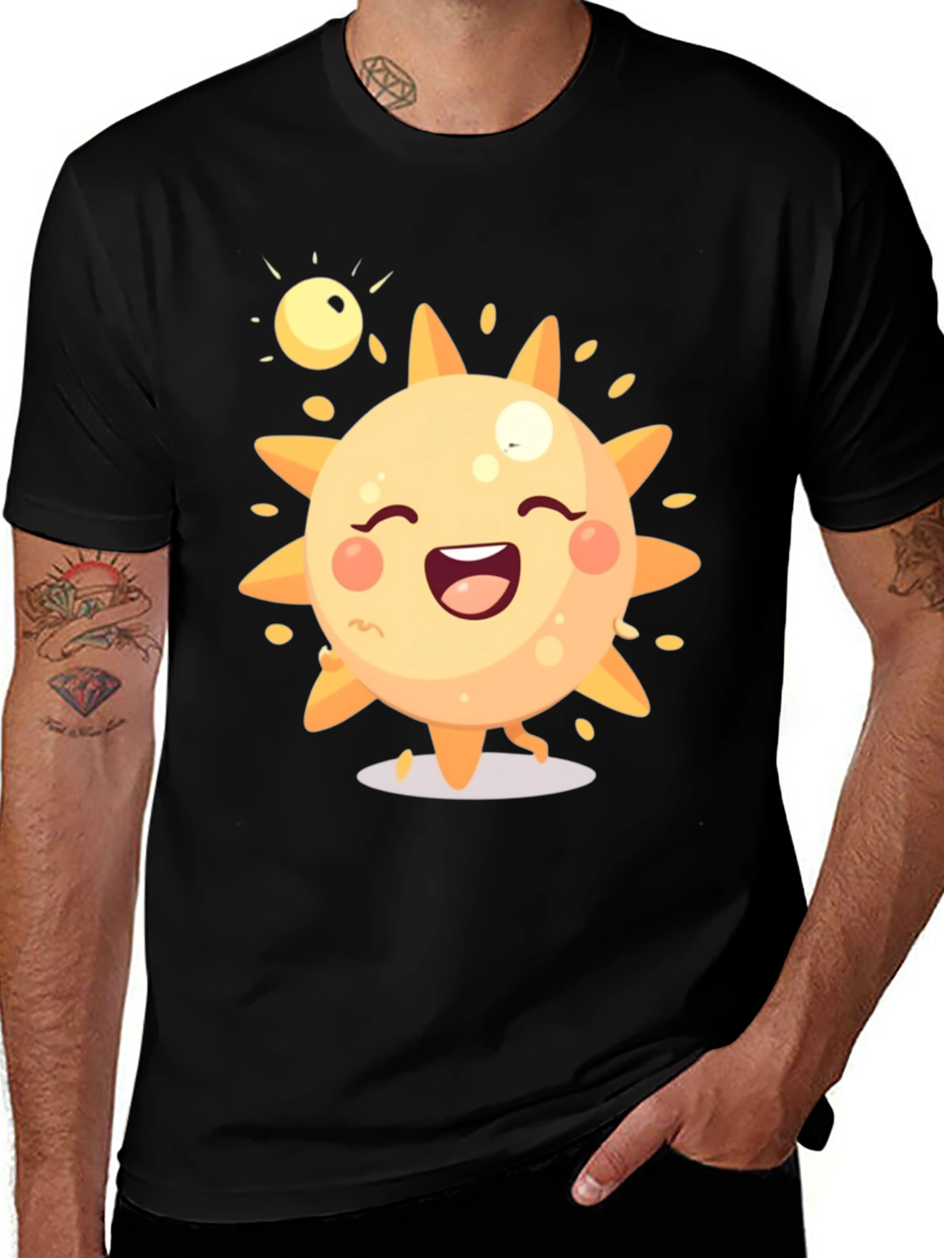 Happy Sun Graphic T-Shirt - Mens Black Tee