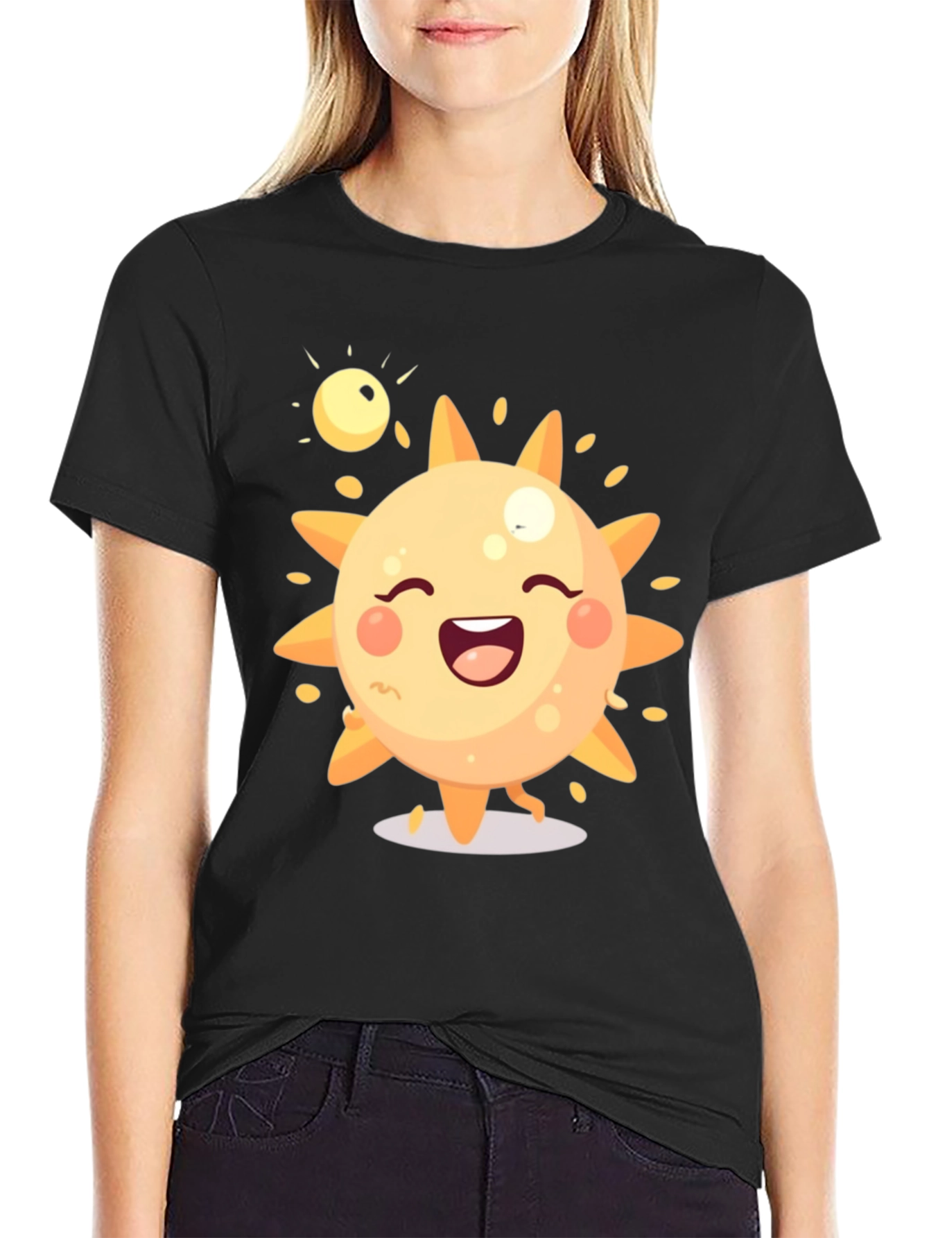 Happy Sun Graphic T-Shirt - Mens Black Tee