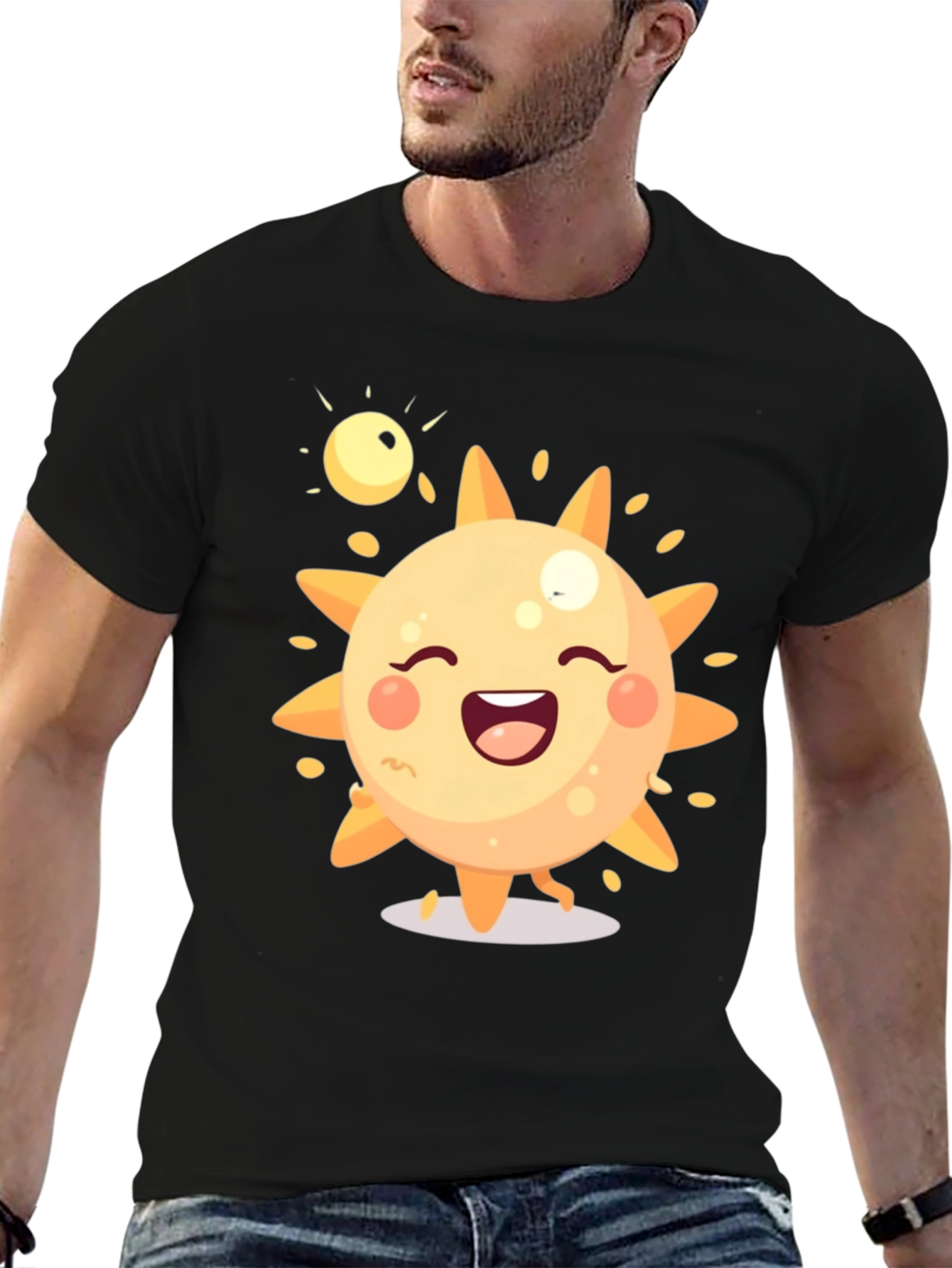 Happy Sun Graphic T-Shirt - Mens Black Tee