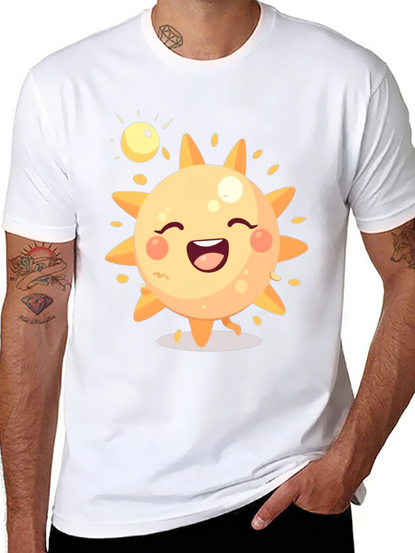 Happy Sun Graphic T-Shirt - Mens Black Tee