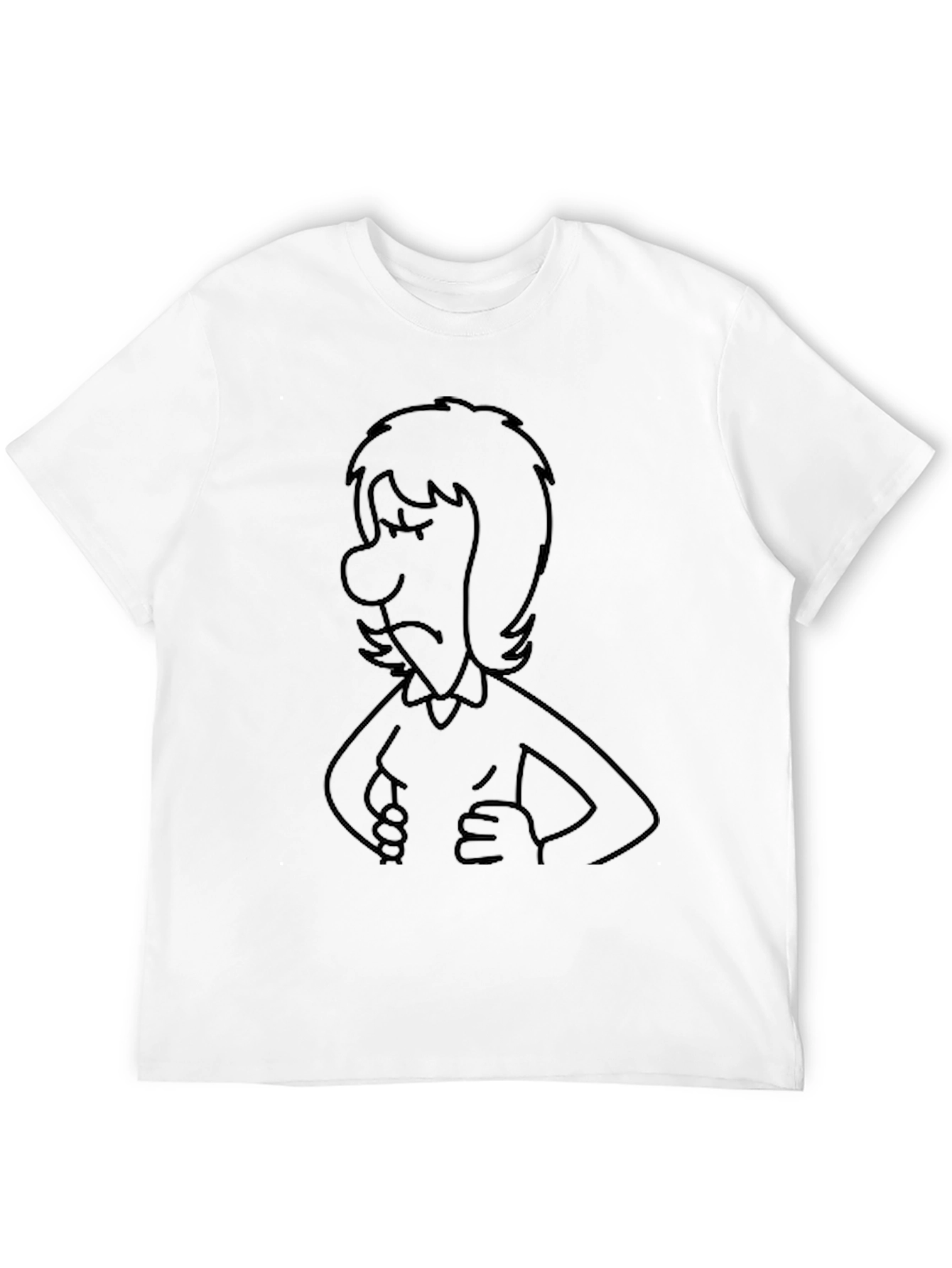Sad Cartoon Character Black T-Shirt