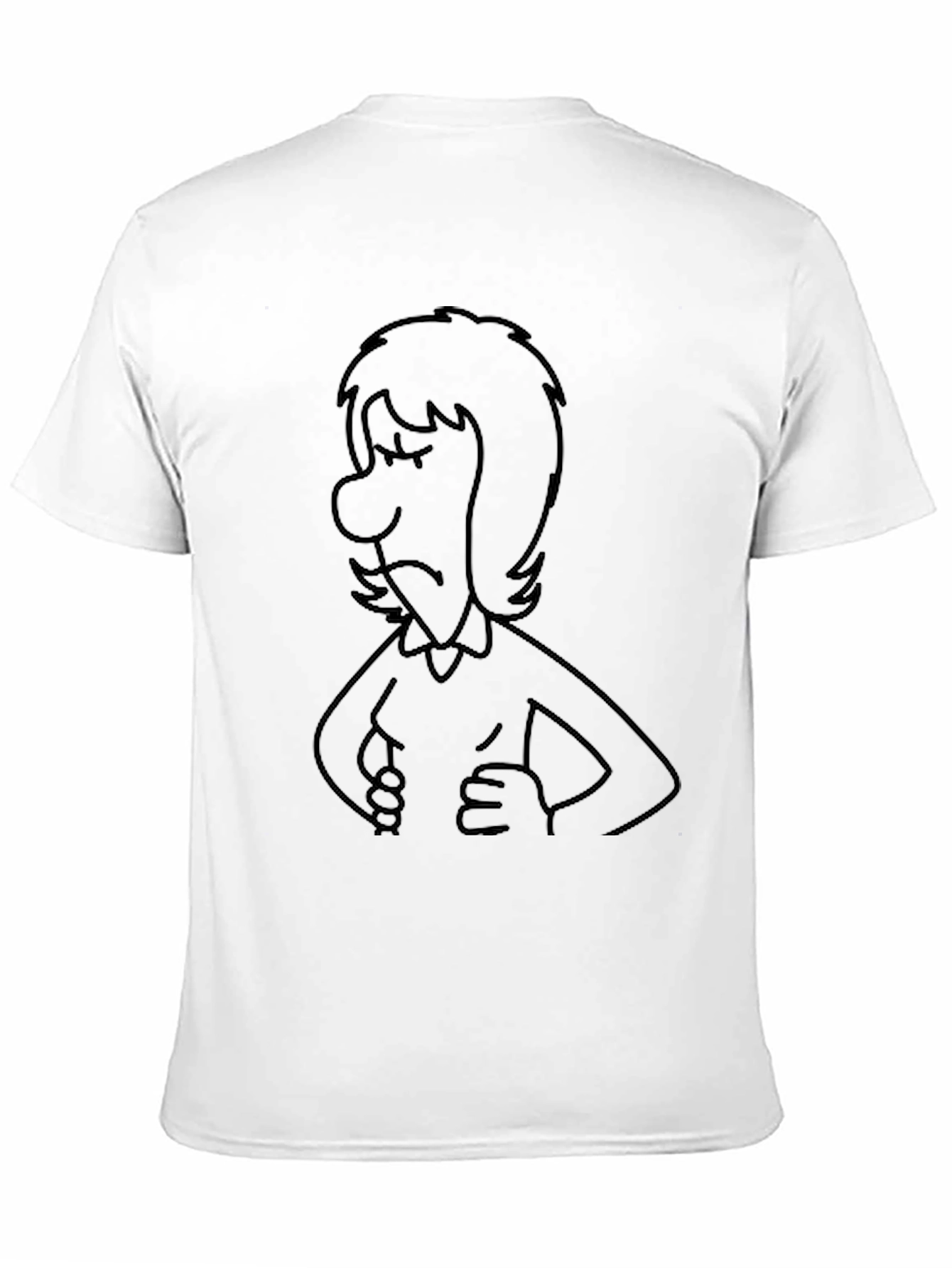 Sad Cartoon Character Black T-Shirt