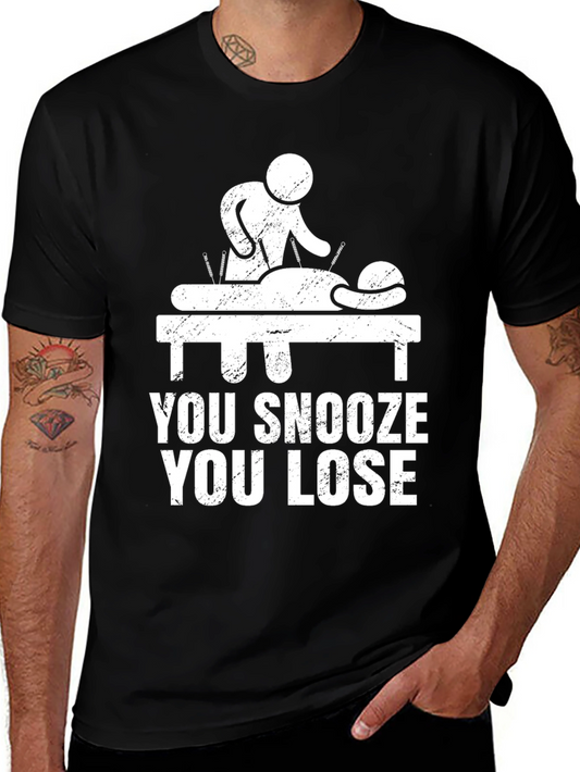 Acupuncture Funny Tee - You Snooze You Lose Black T-Shirt