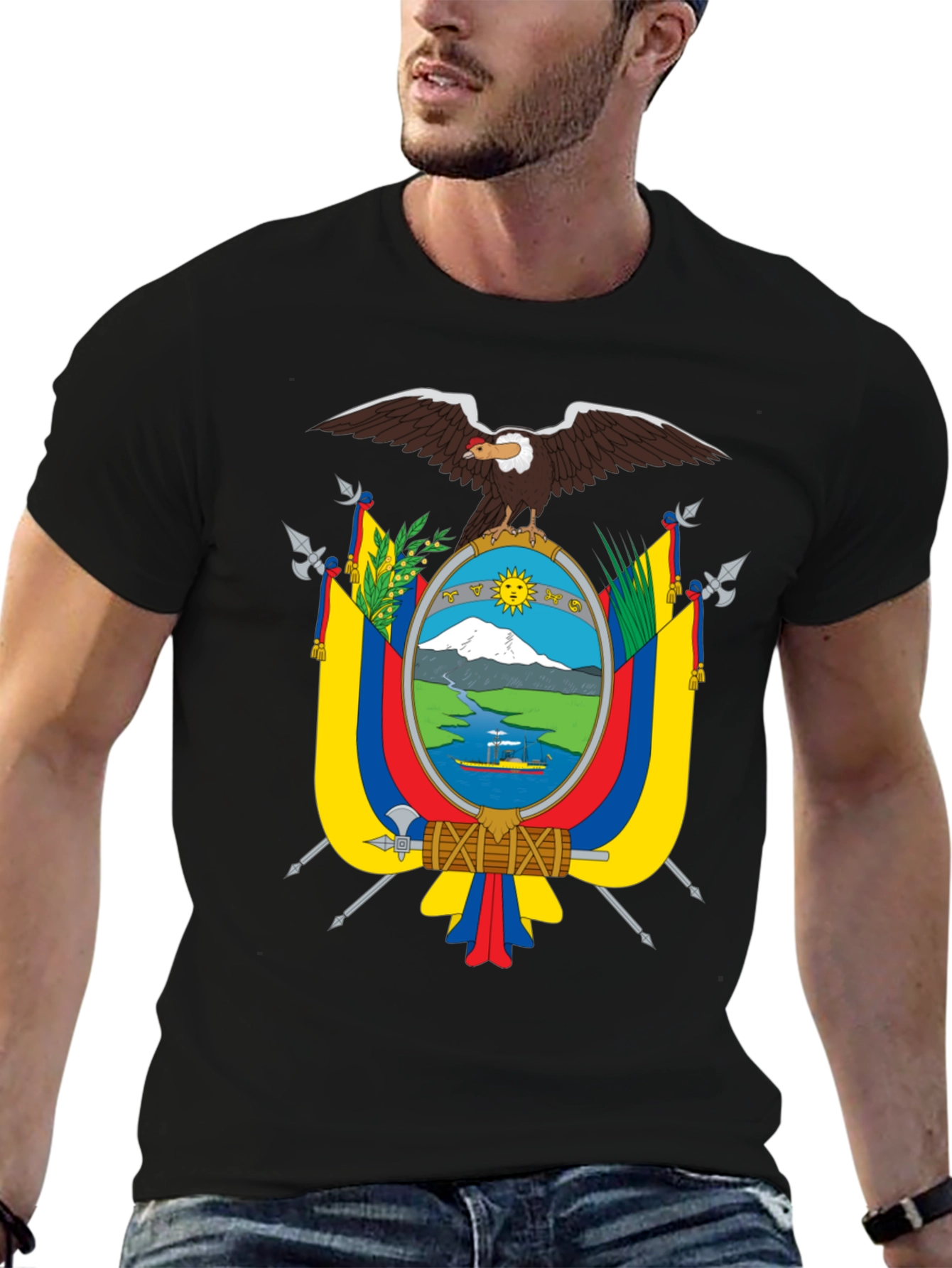Ecuador Coat of Arms Black T-Shirt