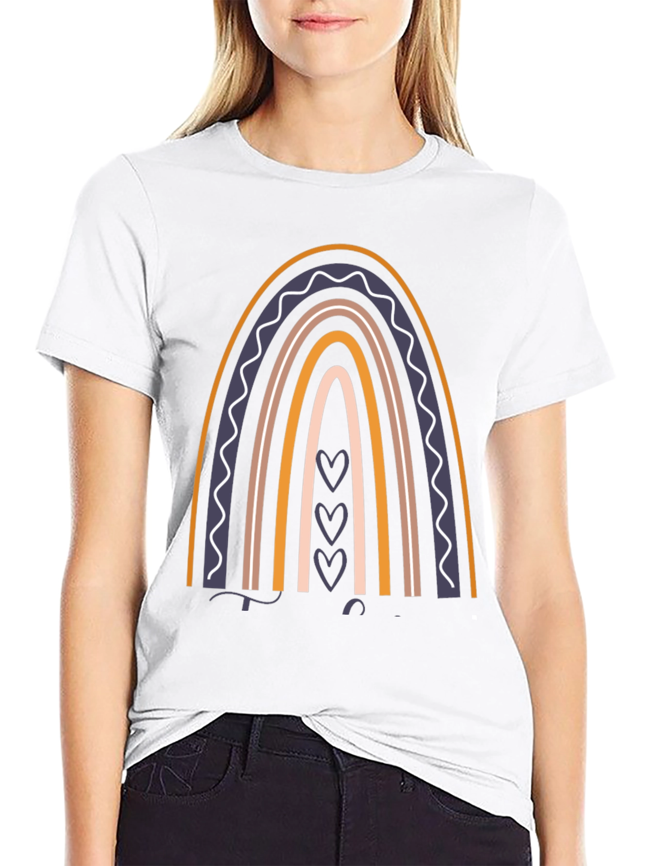 Boho Rainbow Heart Graphic Tee