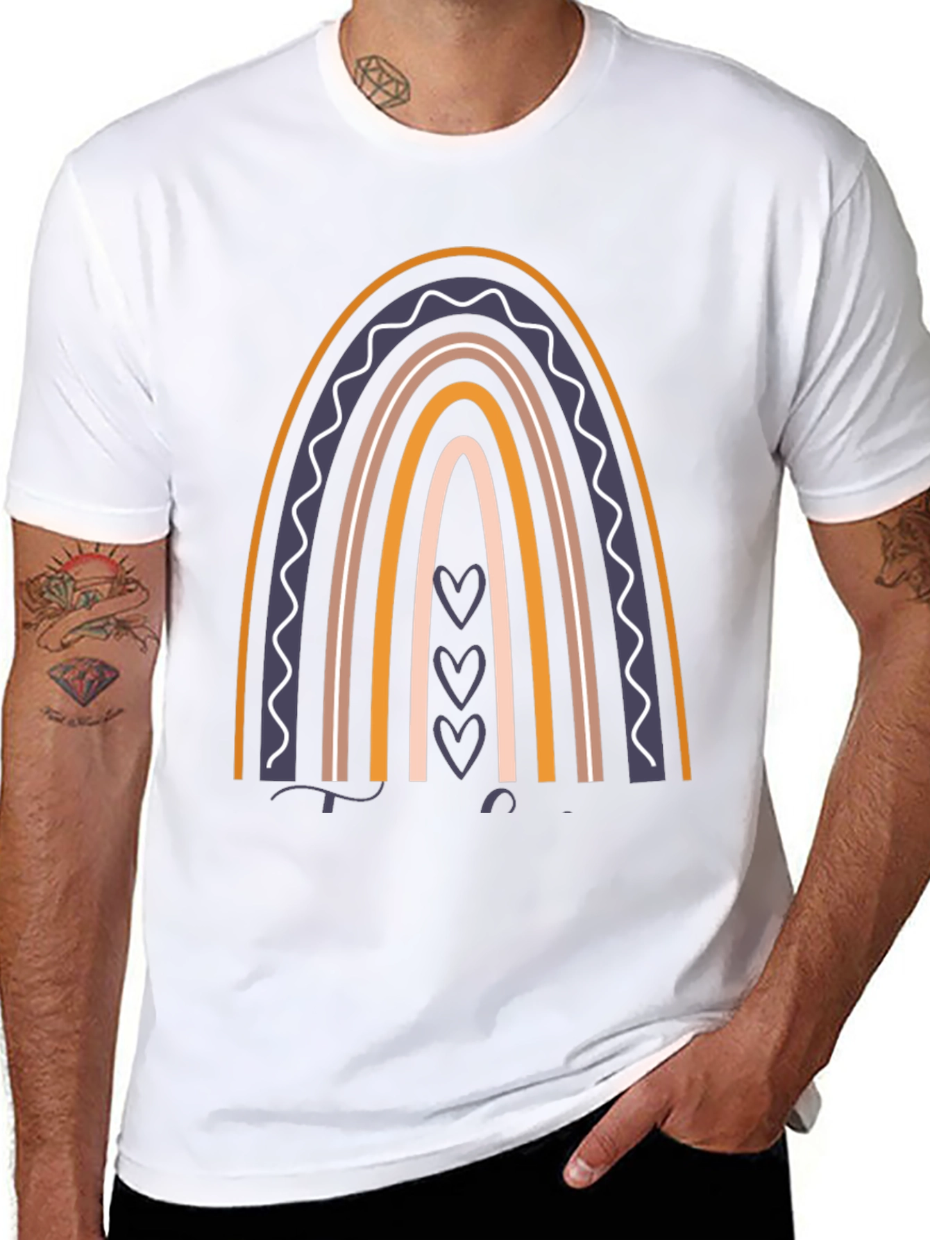 Boho Rainbow Heart Graphic Tee