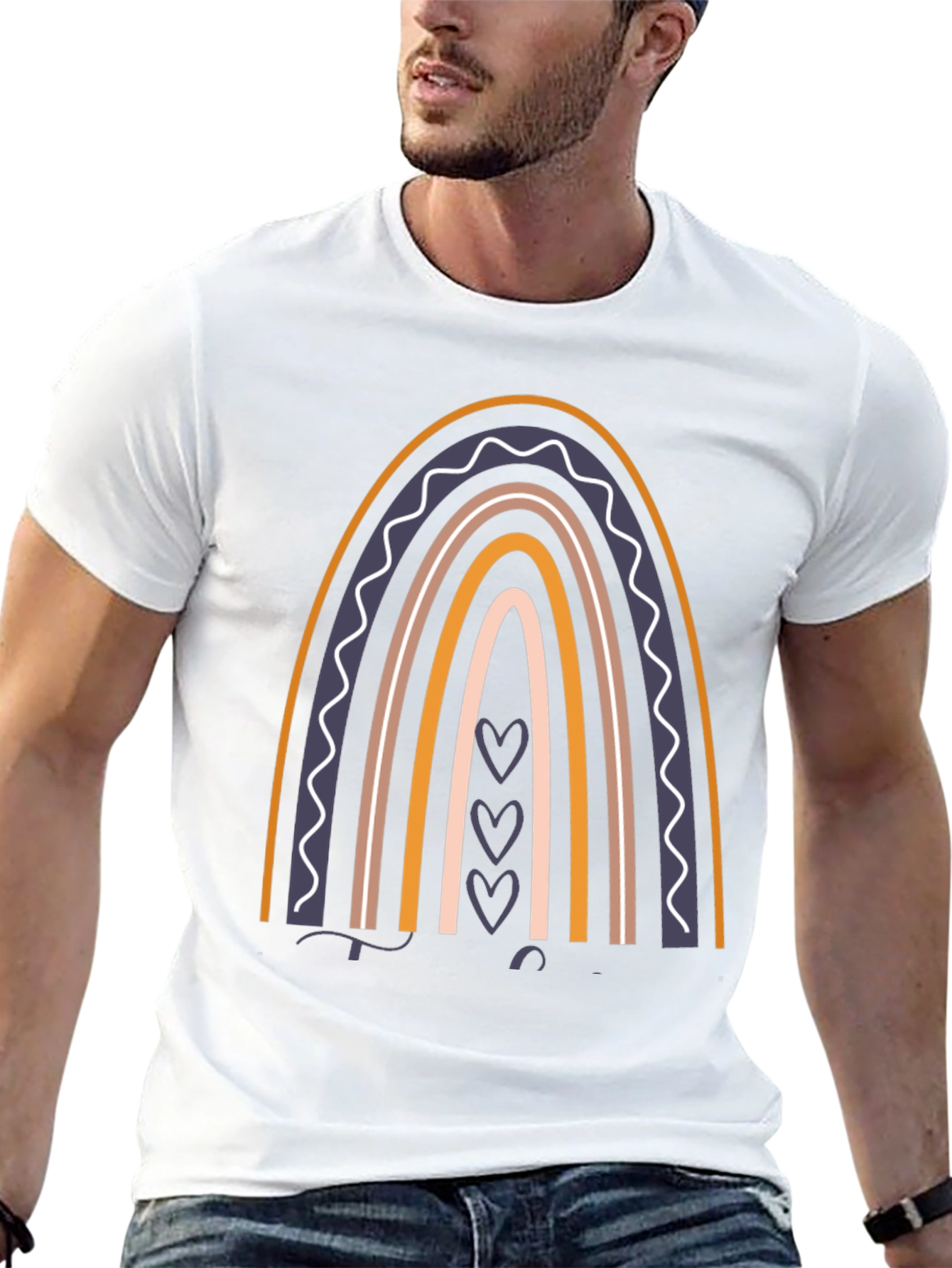 Boho Rainbow Heart Graphic Tee
