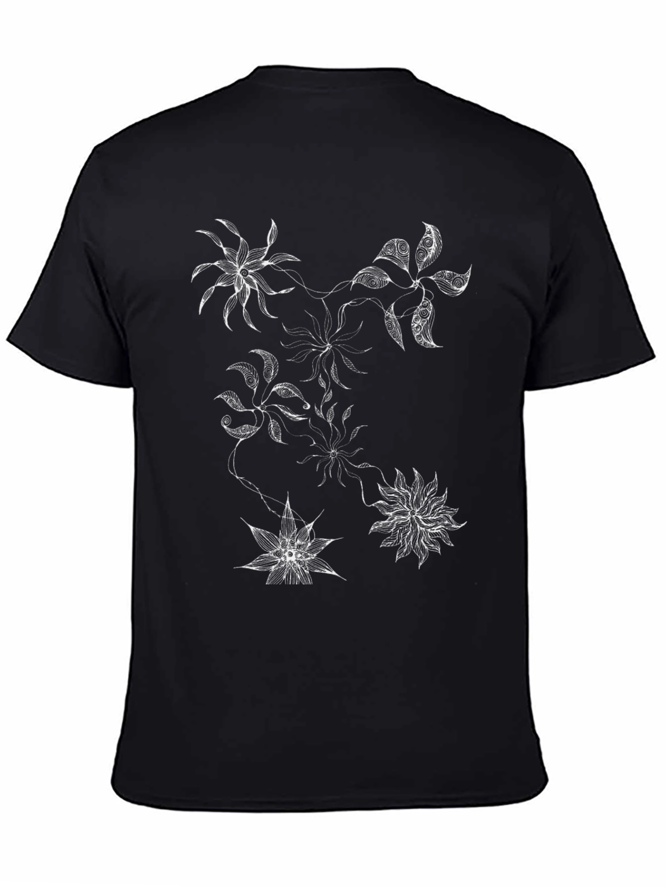 Abstract Floral Graphic Print Black T-Shirt