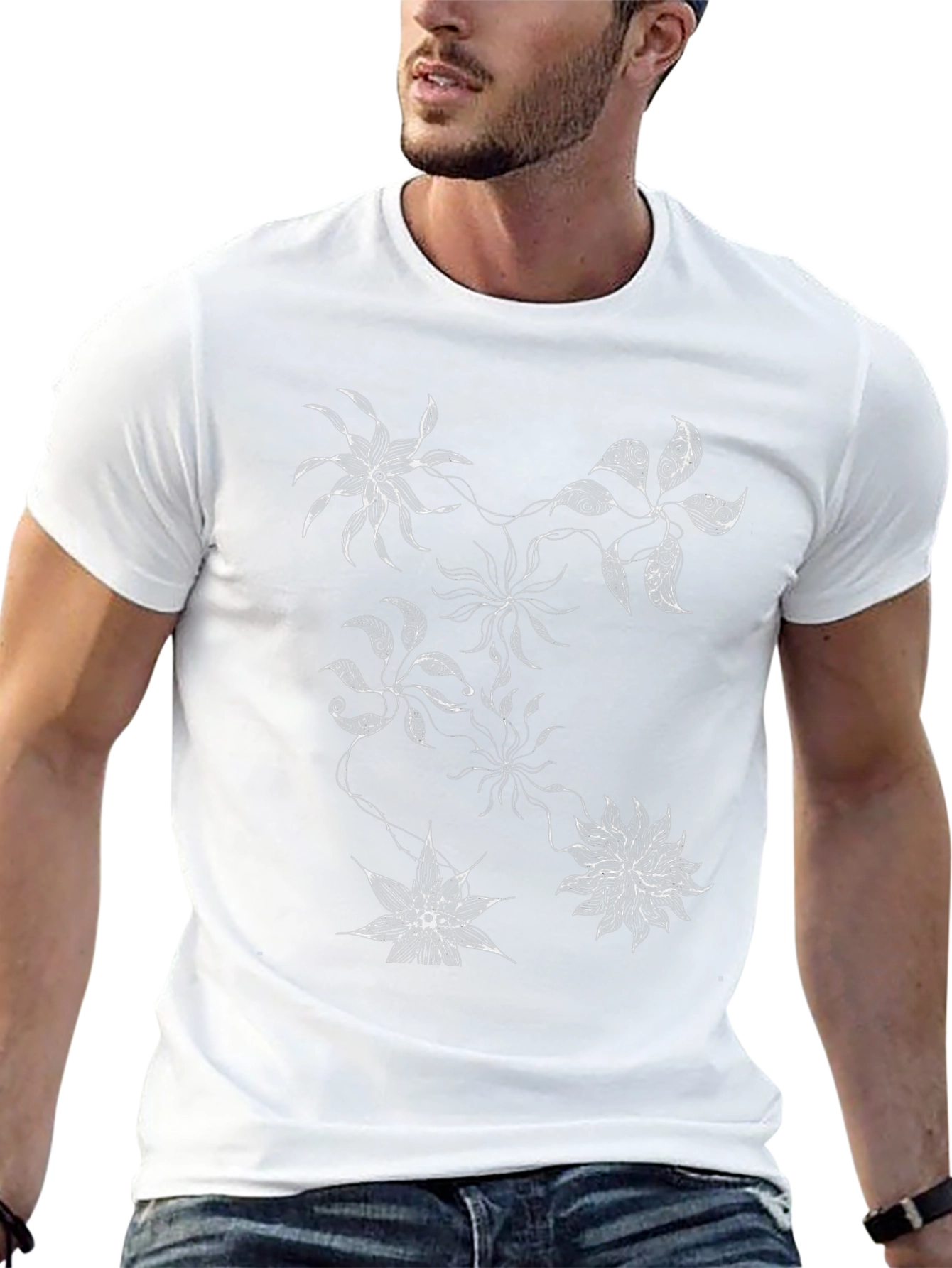 Abstract Floral Graphic Print Black T-Shirt