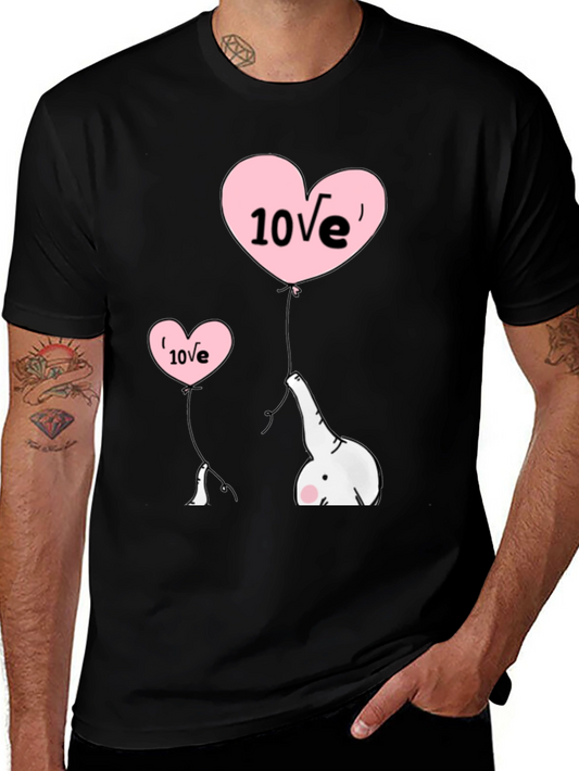 Cute Elephant Love Balloons Black T-Shirt