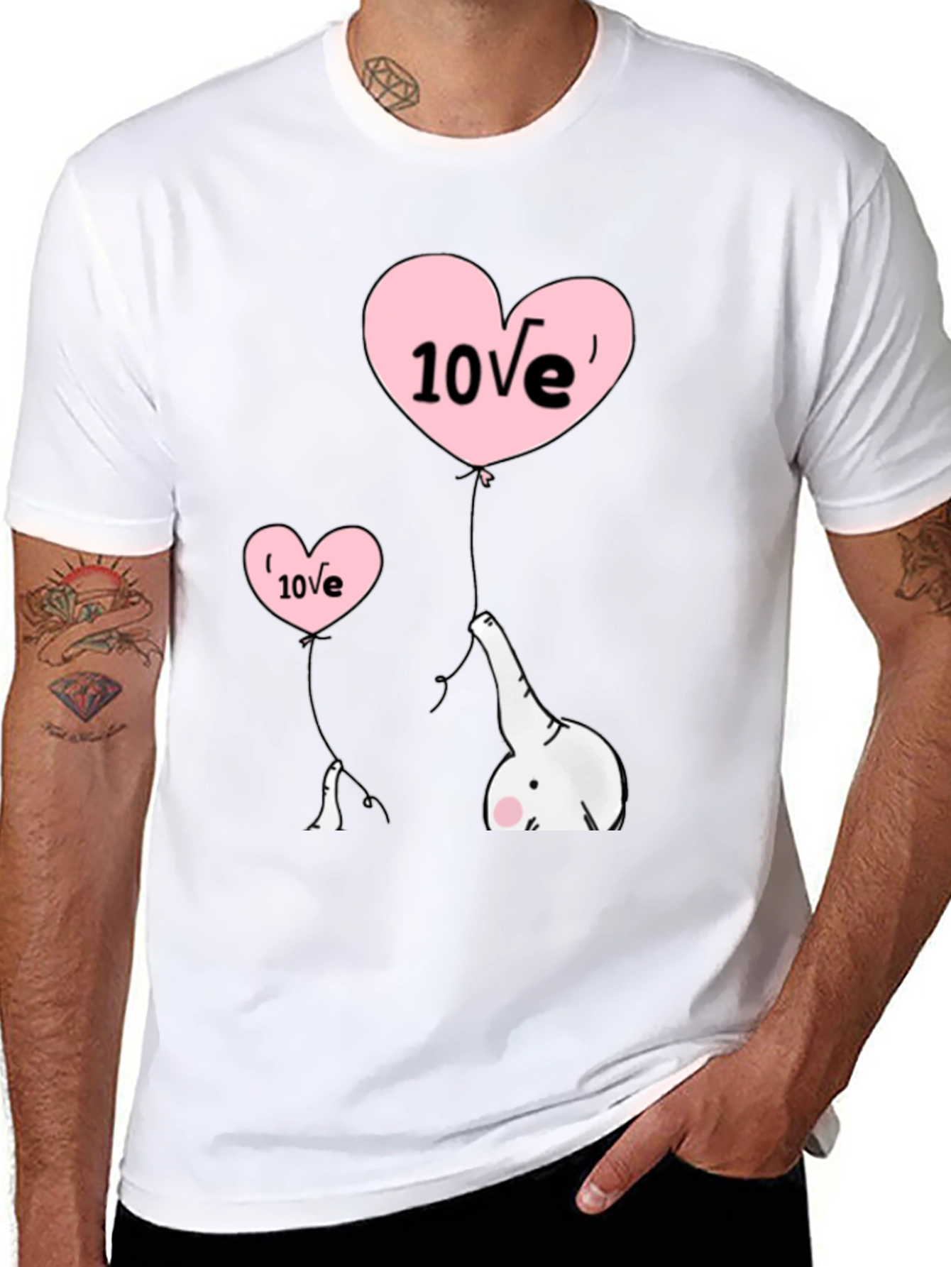 Cute Elephant Love Balloons Black T-Shirt