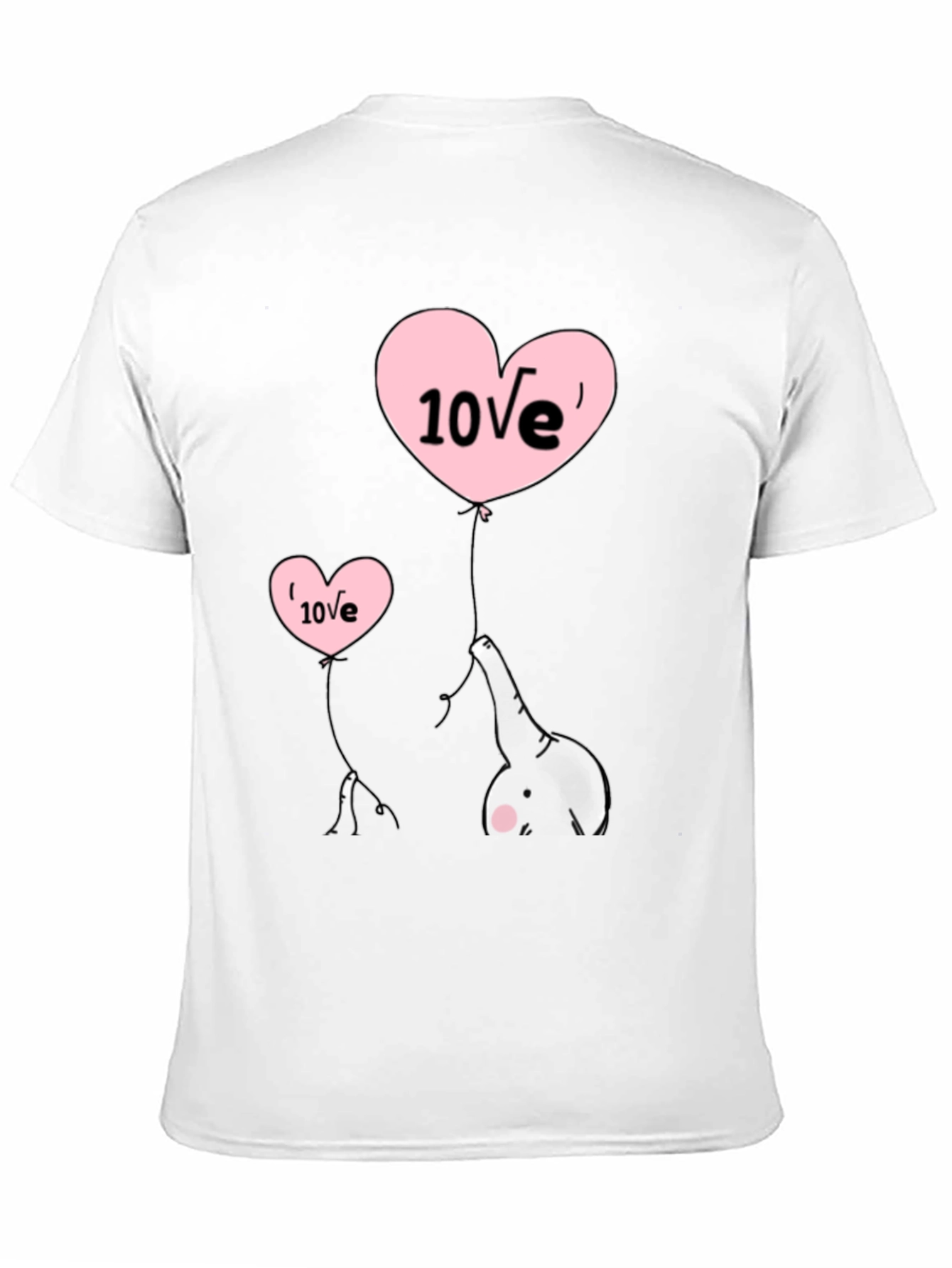 Cute Elephant Love Balloons Black T-Shirt