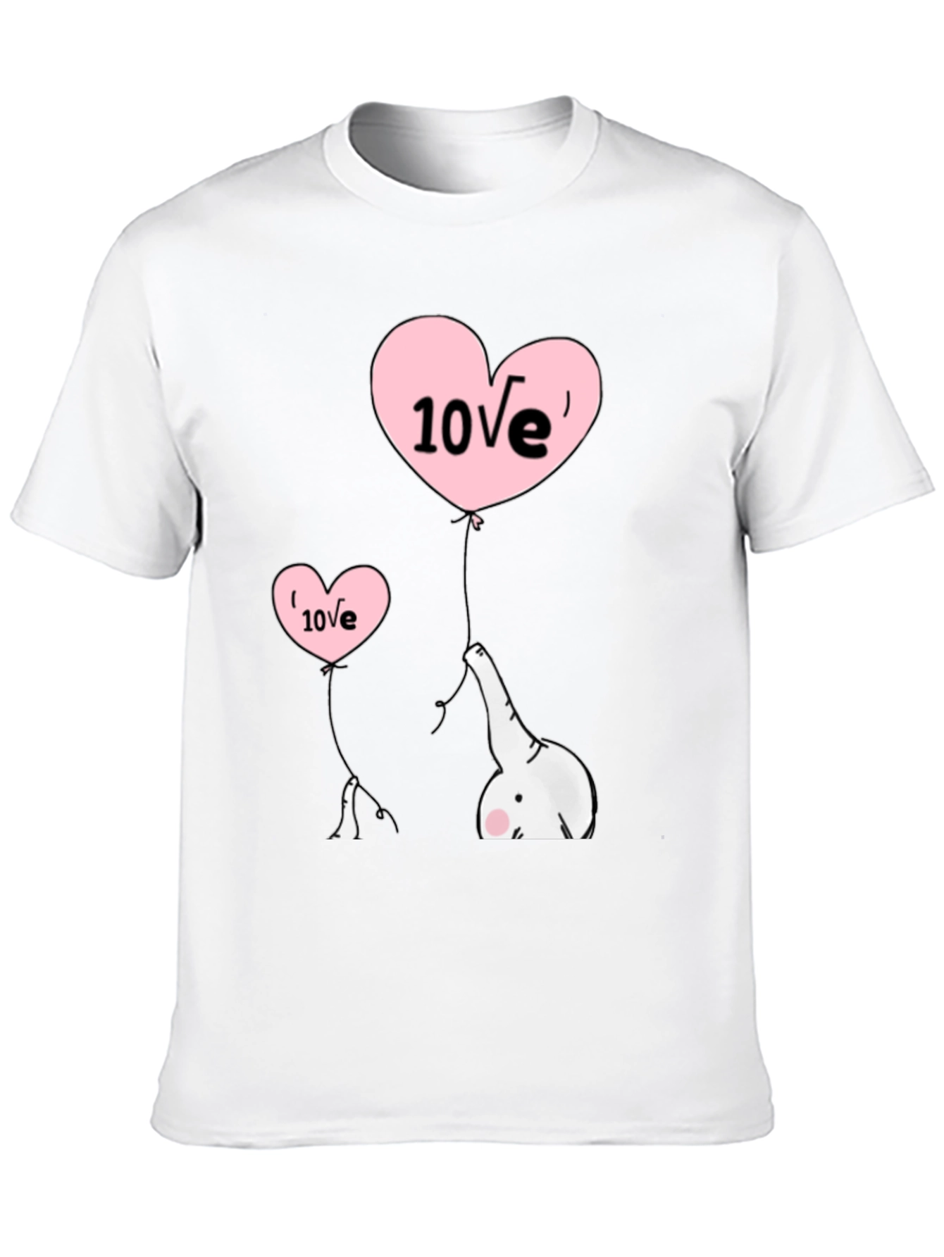 Cute Elephant Love Balloons Black T-Shirt