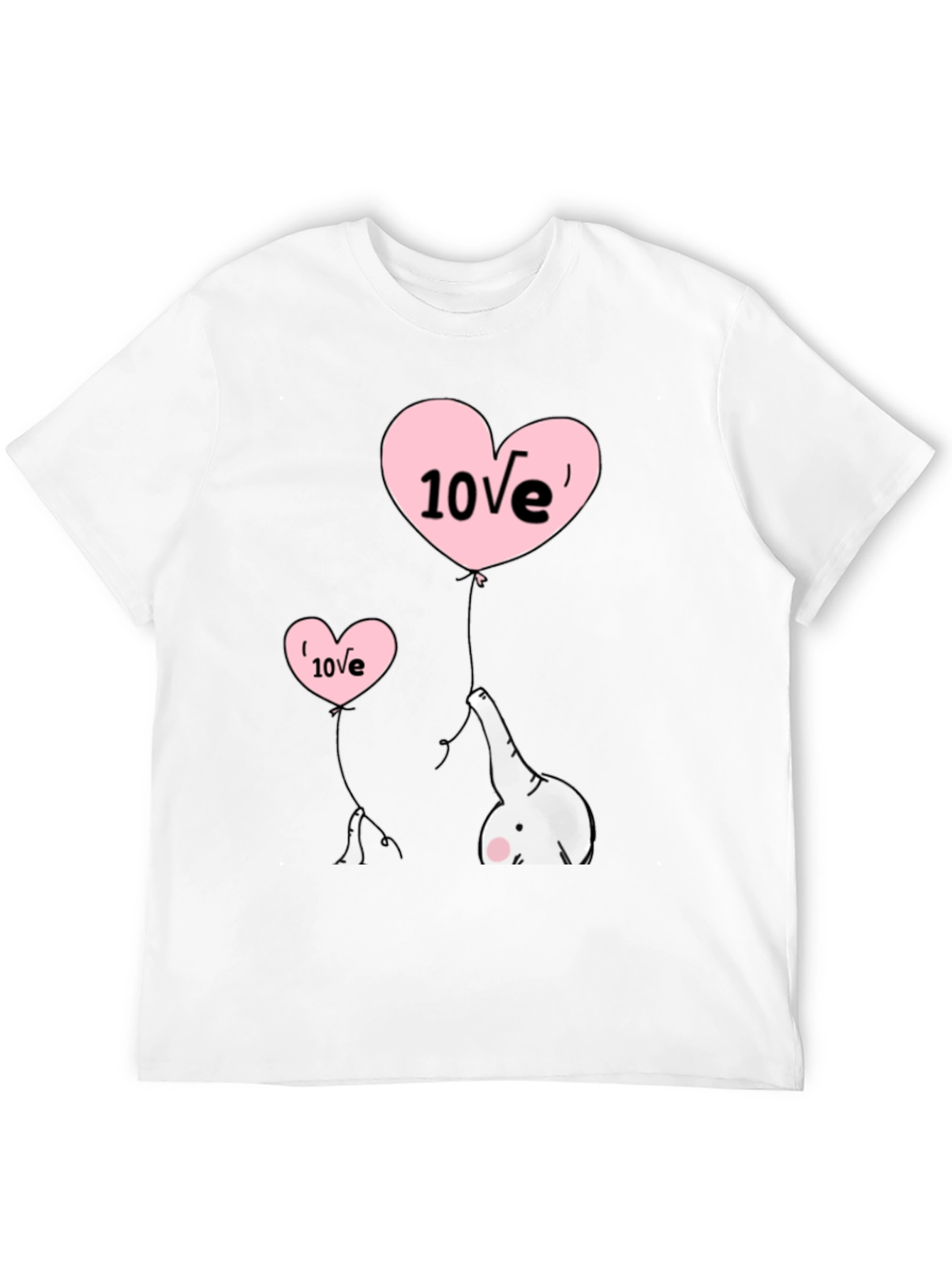 Cute Elephant Love Balloons Black T-Shirt