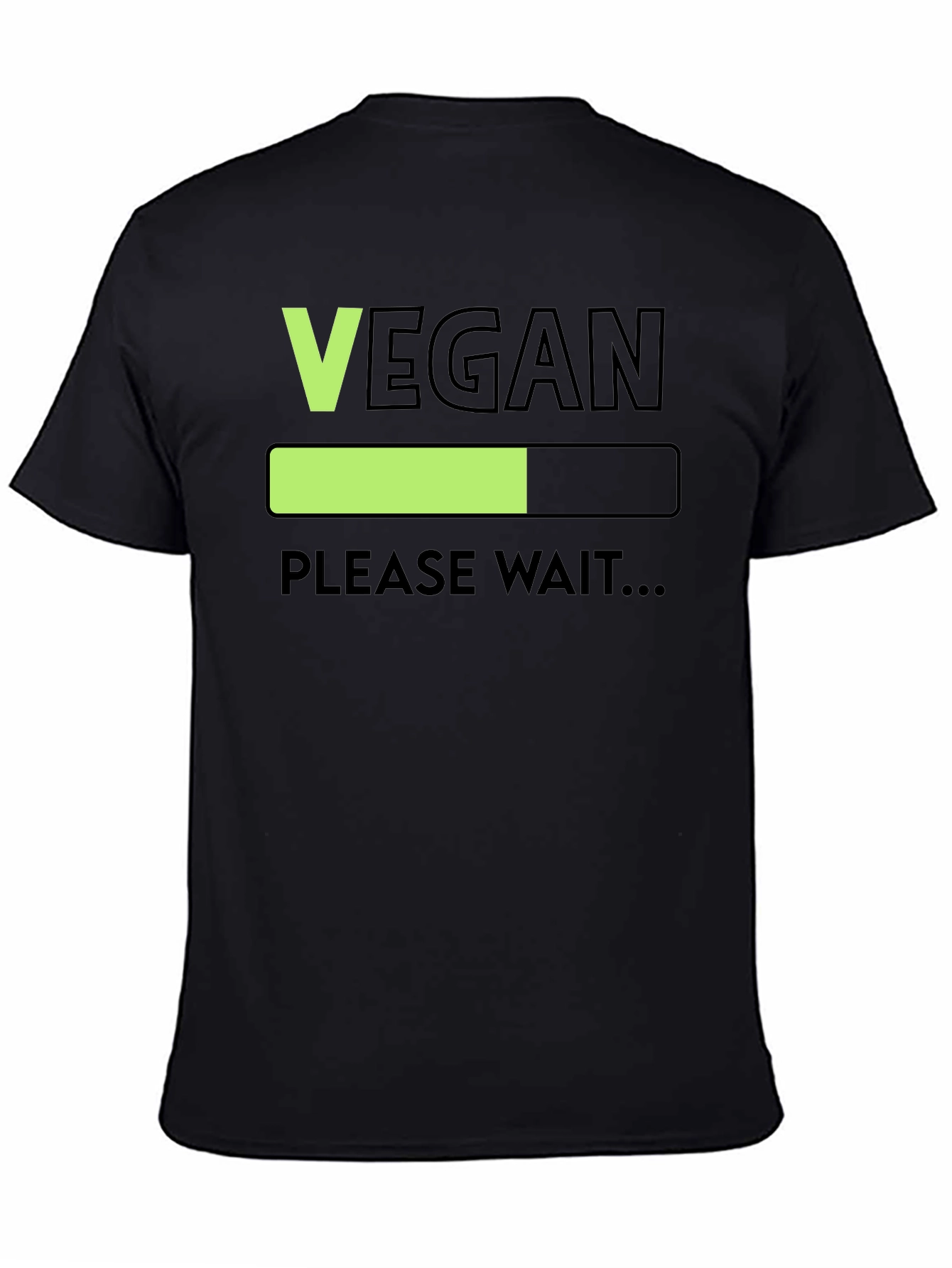 Vegan Loading Please Wait T-Shirt - Black Cotton Tee