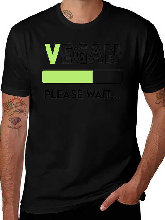 Vegan Loading Please Wait T-Shirt - Black Cotton Tee