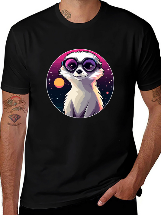 Cool Meerkat Tee - Retro Space Design