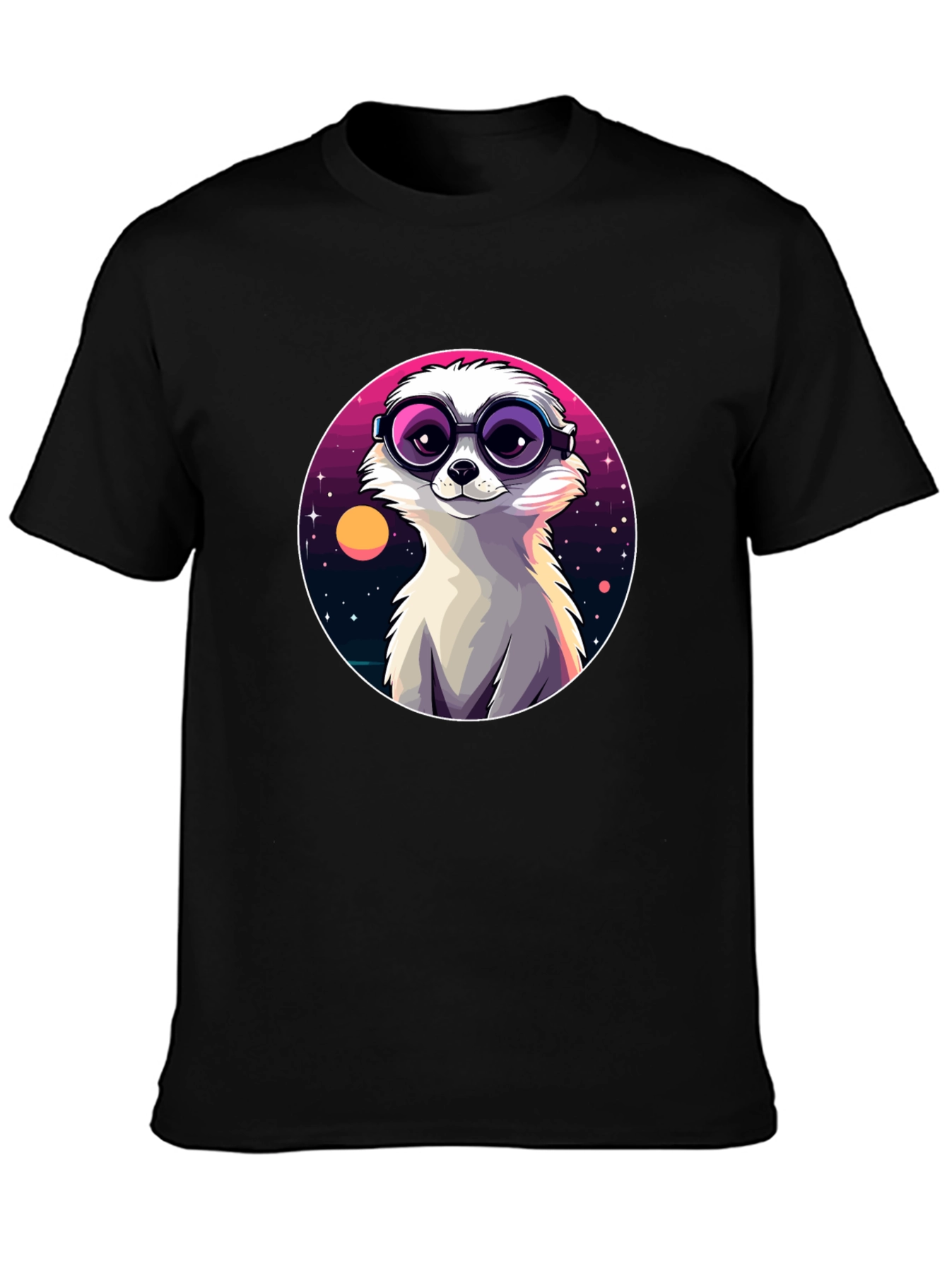 Cool Meerkat Tee - Retro Space Design