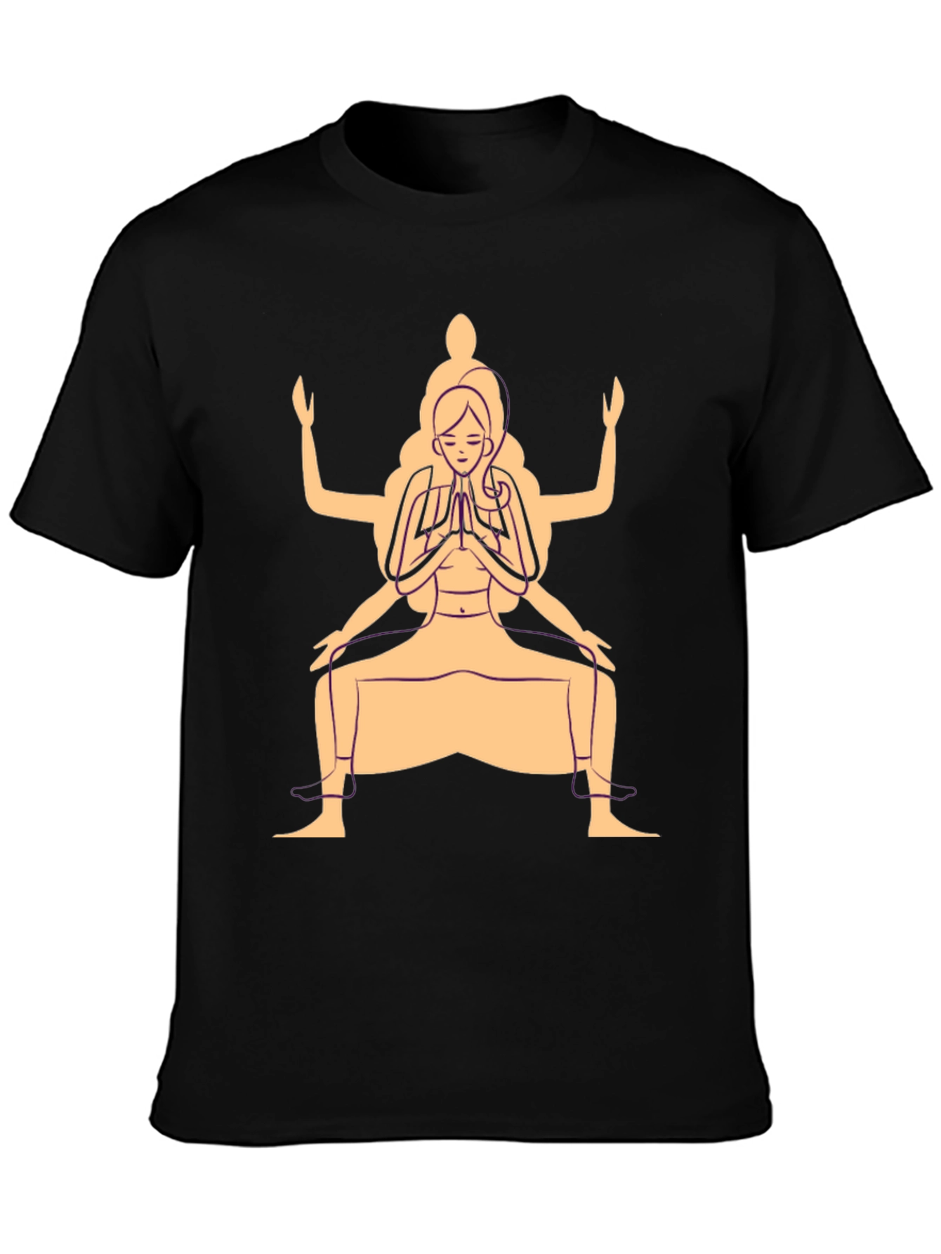 Yoga Pose Graphic T-Shirt - Black Cotton Blend