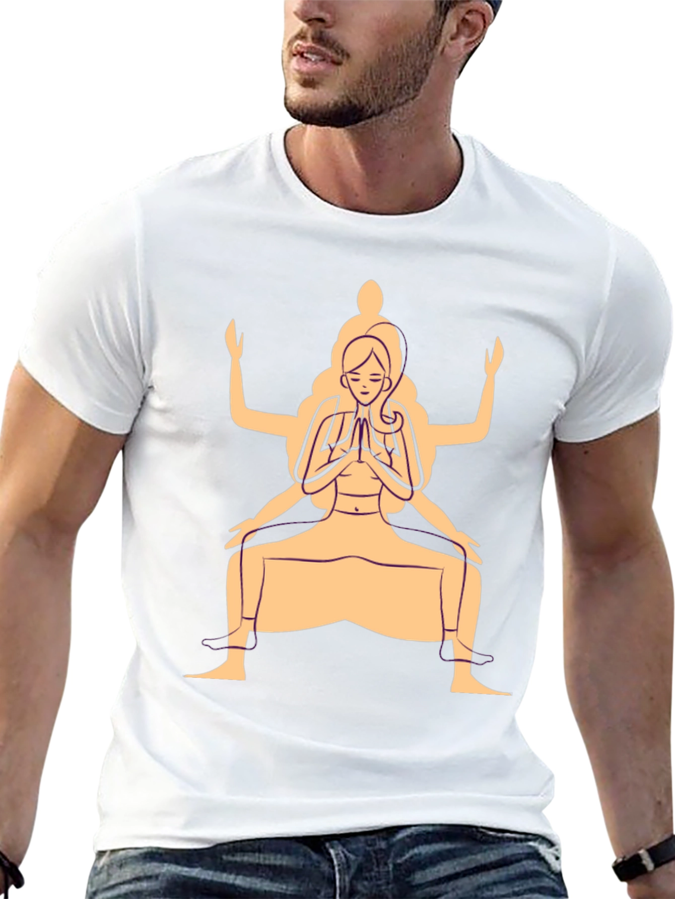 Yoga Pose Graphic T-Shirt - Black Cotton Blend