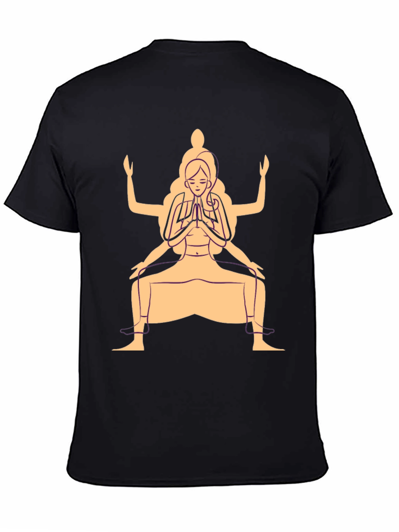 Yoga Pose Graphic T-Shirt - Black Cotton Blend