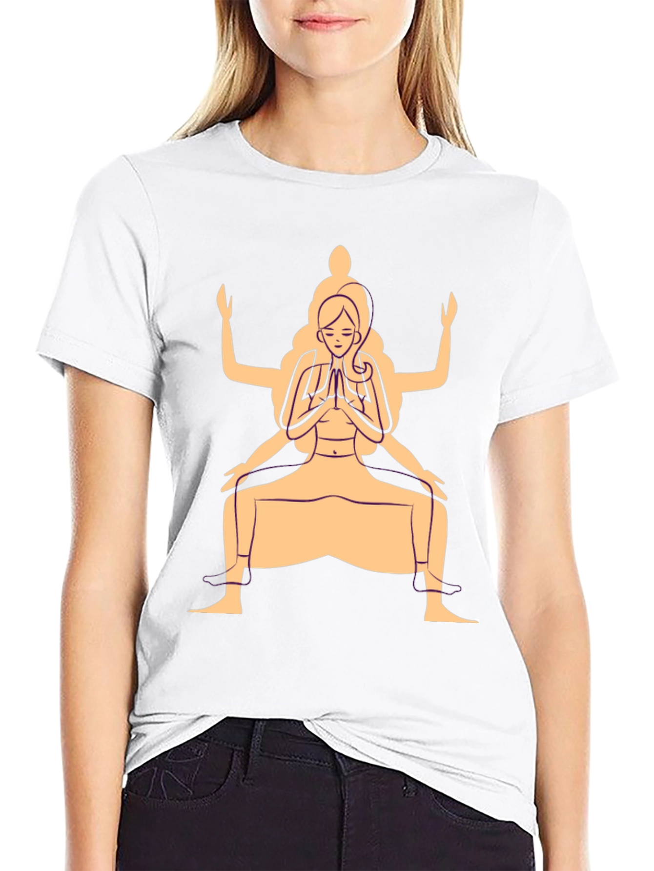 Yoga Pose Graphic T-Shirt - Black Cotton Blend