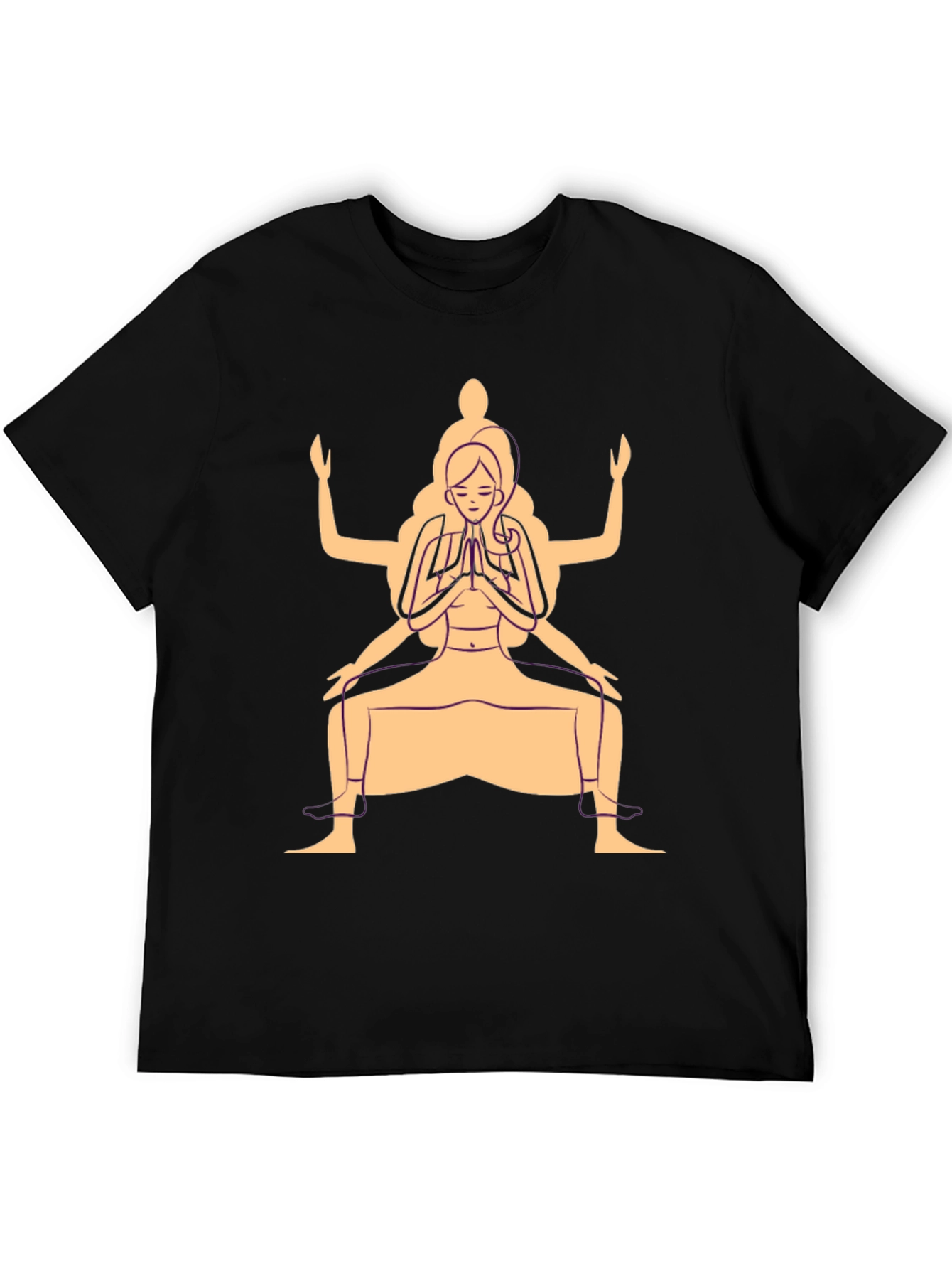 Yoga Pose Graphic T-Shirt - Black Cotton Blend