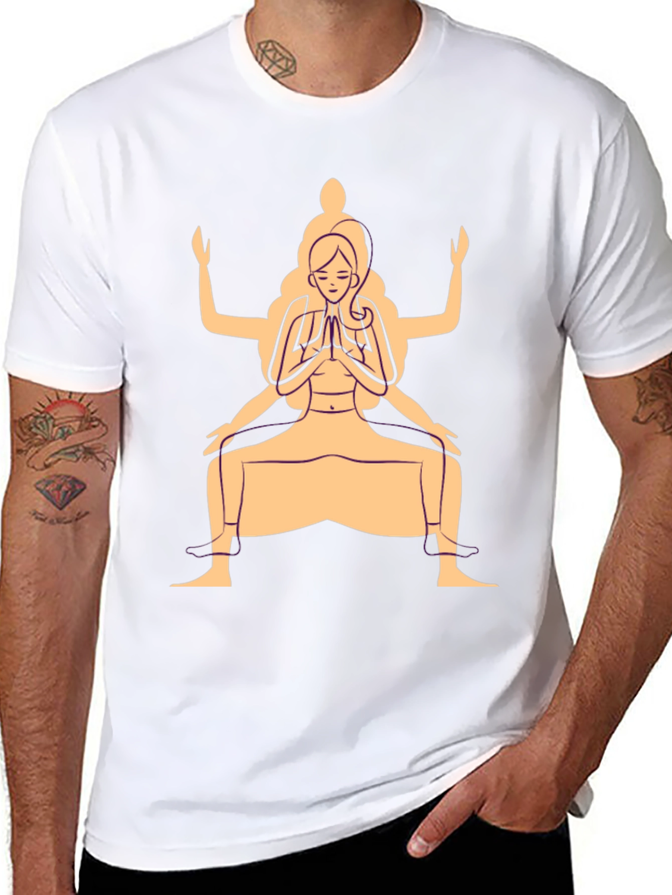 Yoga Pose Graphic T-Shirt - Black Cotton Blend