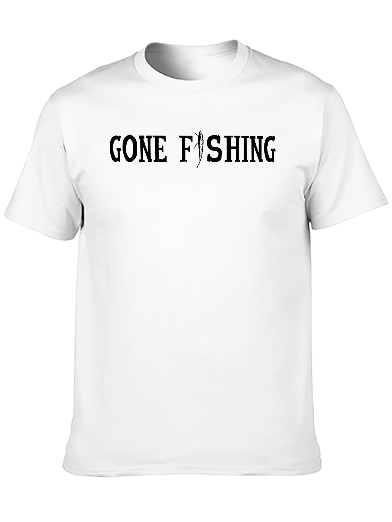Gone Fishing Crewneck T-Shirt - Black