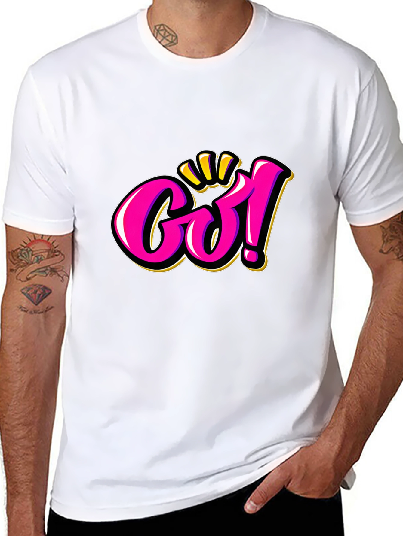 Go! Graphic Tee - Bold Pink & Gold Design