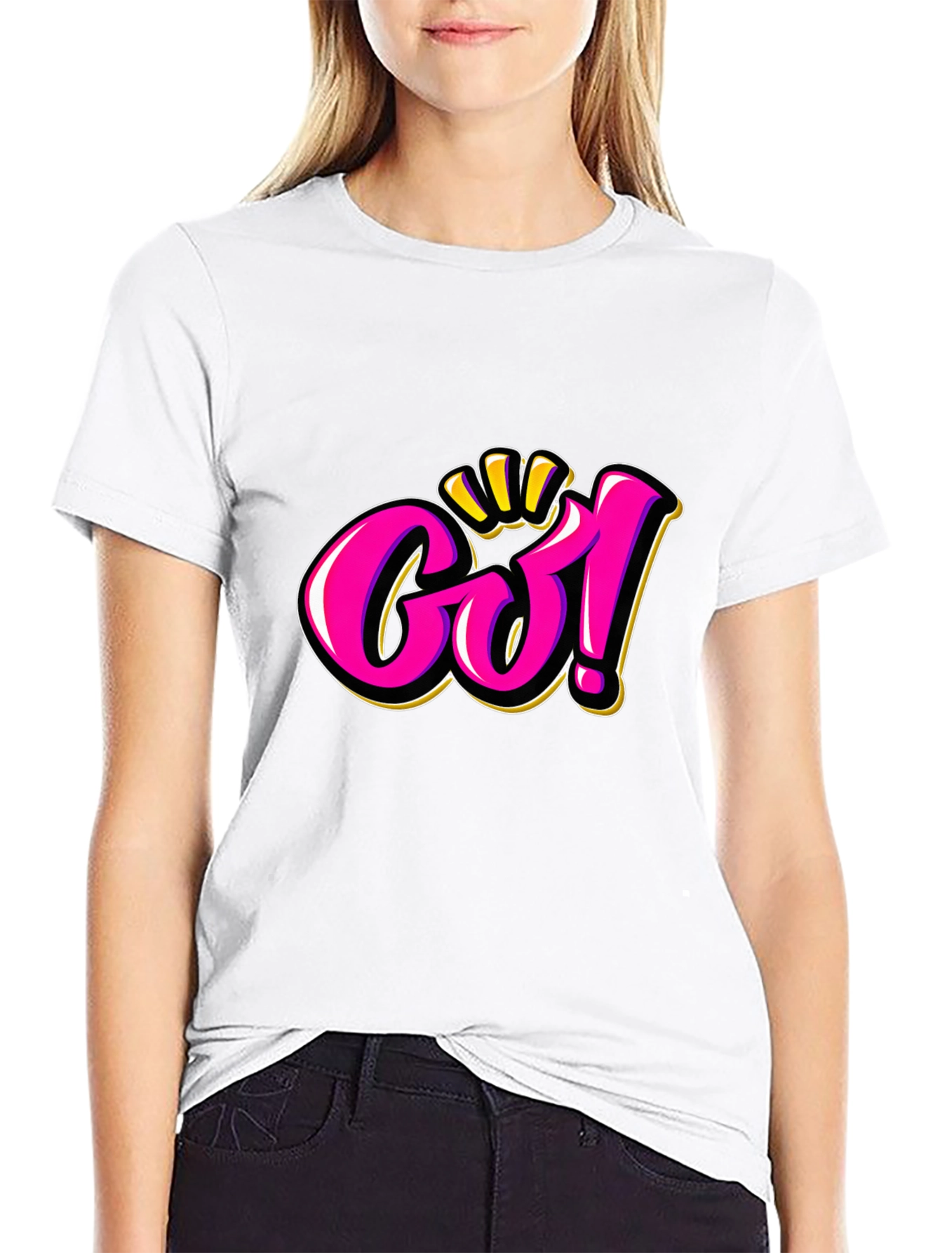 Go! Graphic Tee - Bold Pink & Gold Design