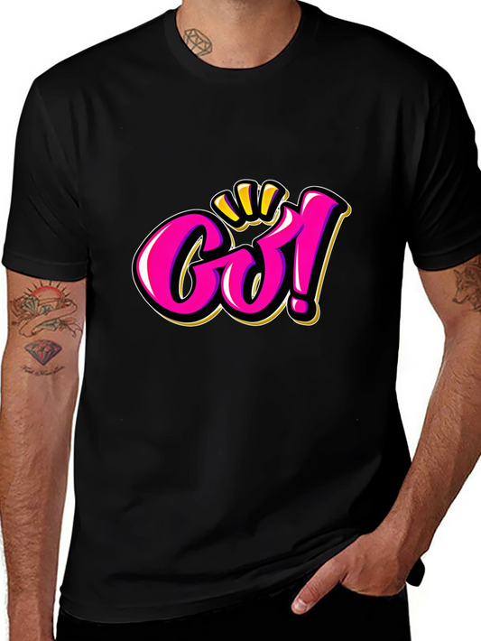 Go! Graphic Tee - Bold Pink & Gold Design