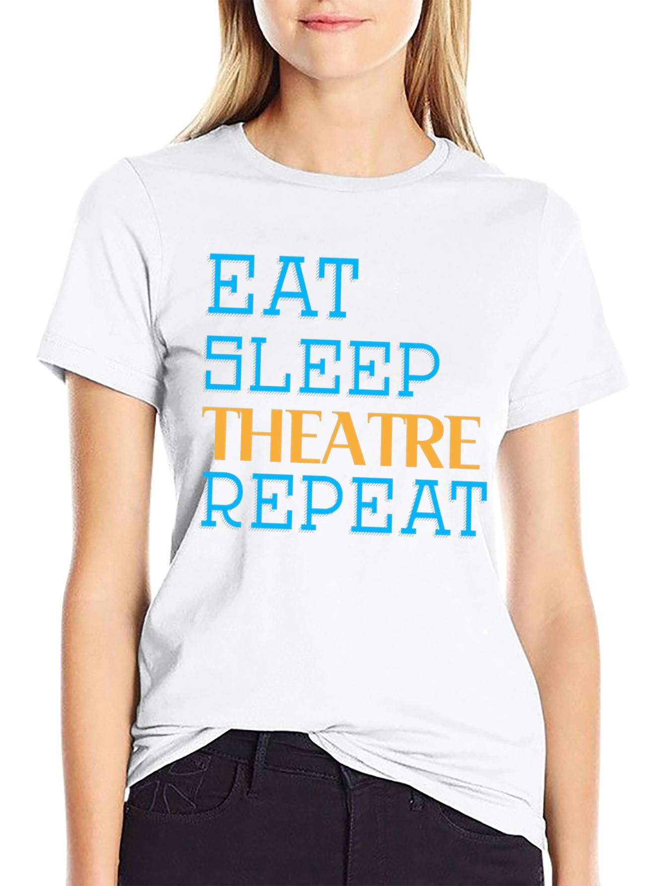 Eat Sleep Theatre Repeat T-Shirt - Black