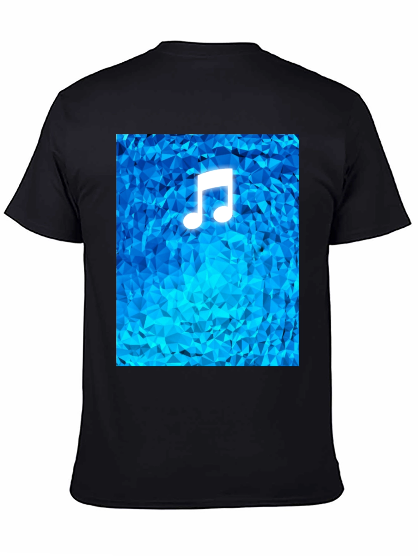 Music Note T-Shirt - Geometric Blue Design