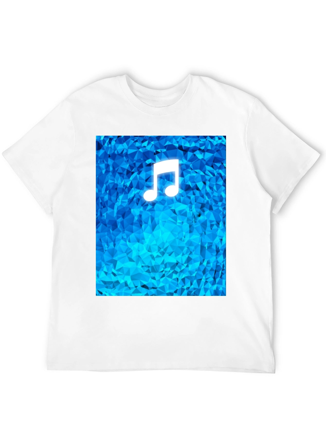 Music Note T-Shirt - Geometric Blue Design
