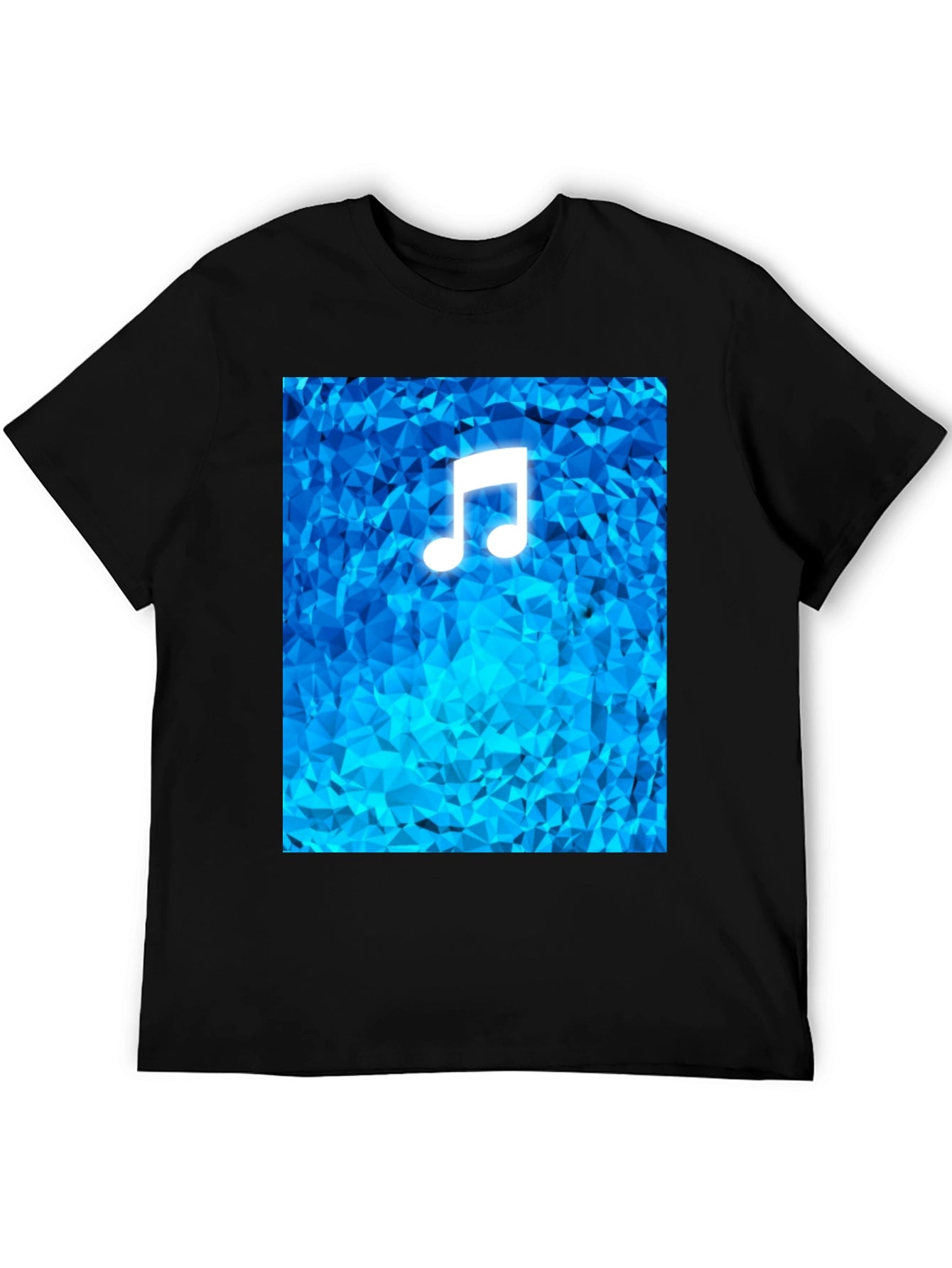 Music Note T-Shirt - Geometric Blue Design