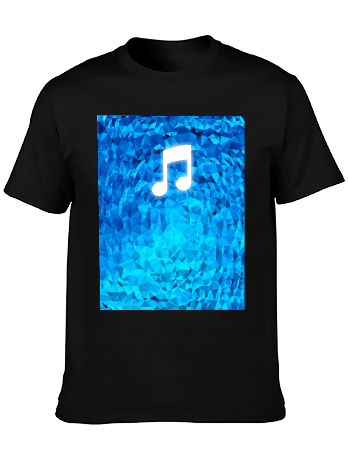 Music Note T-Shirt - Geometric Blue Design