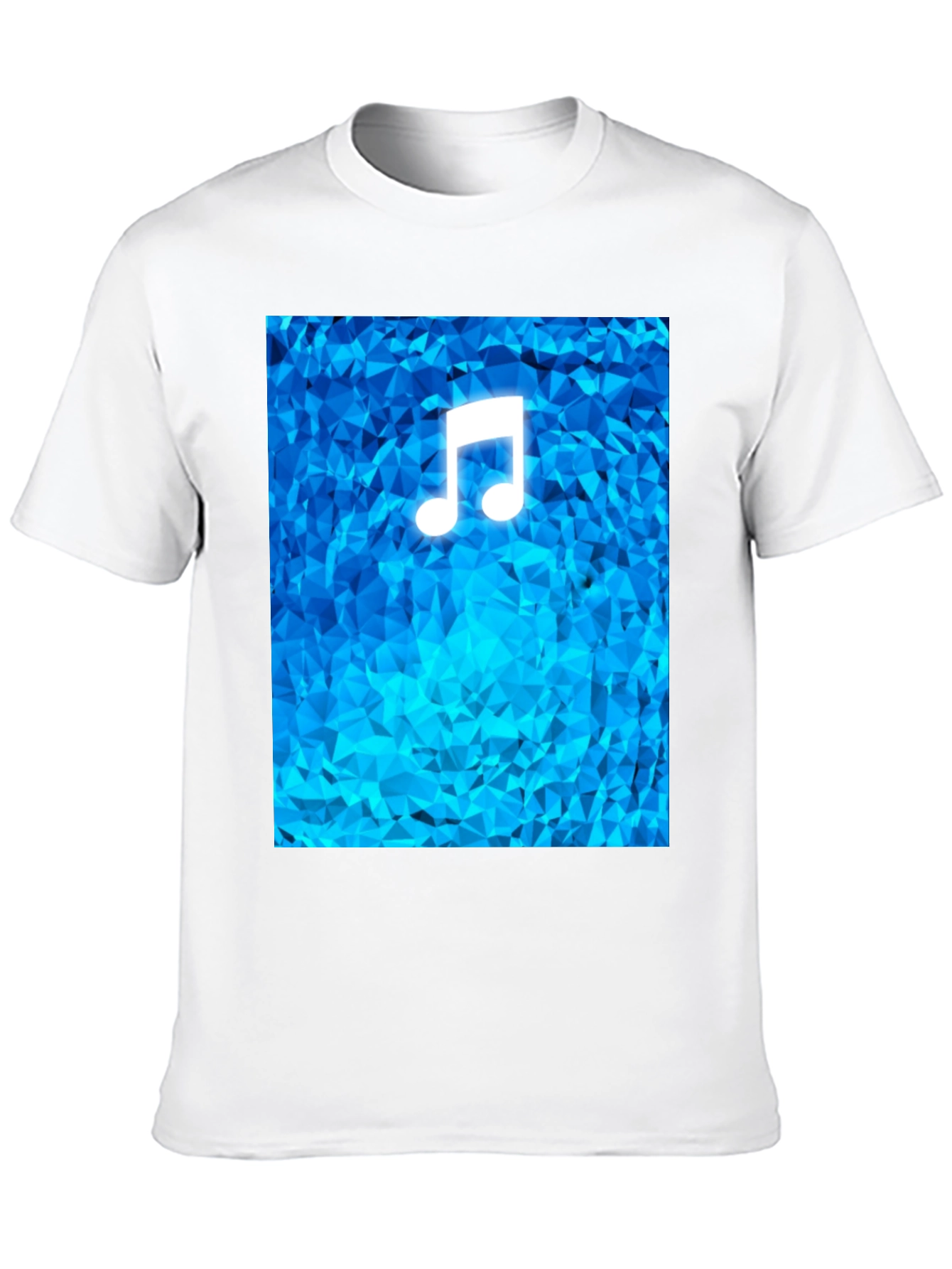 Music Note T-Shirt - Geometric Blue Design